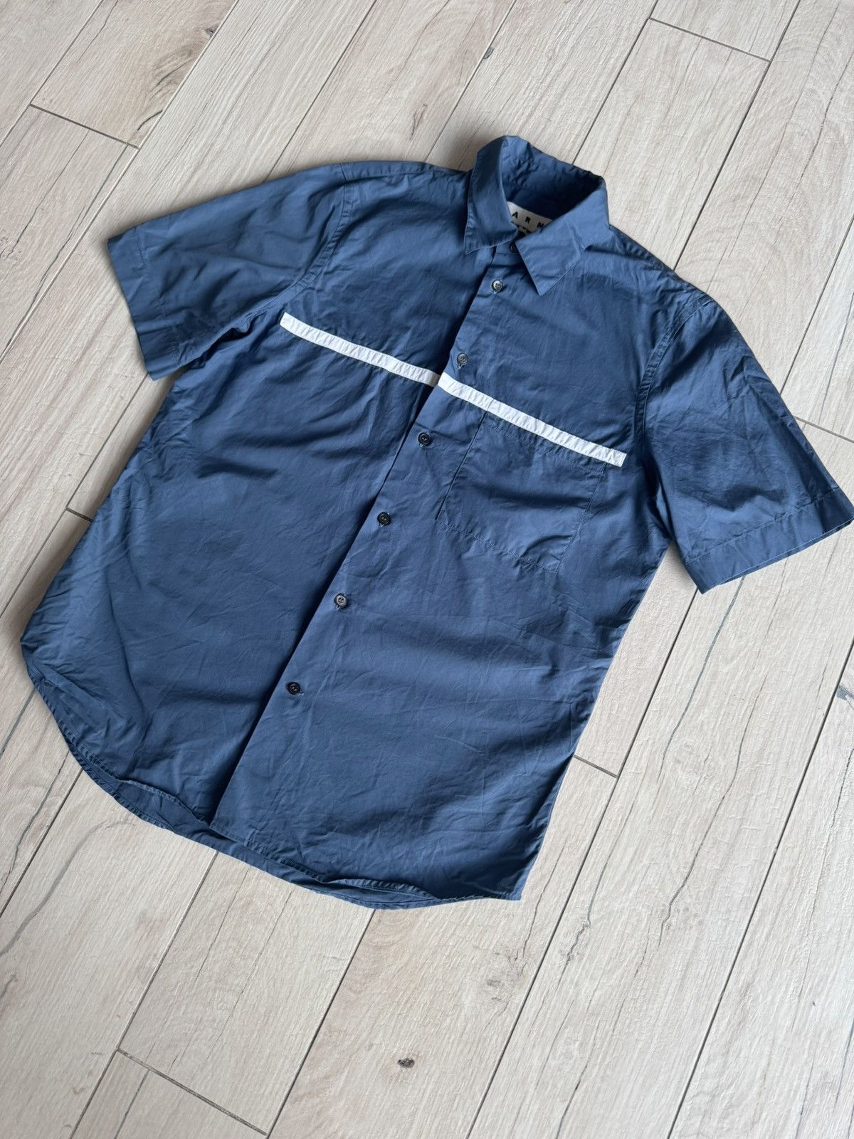 Marni Marni White Line Blue Shortsleeve Shirt Size US M / EU 48-50 / 2 - 3 Thumbnail