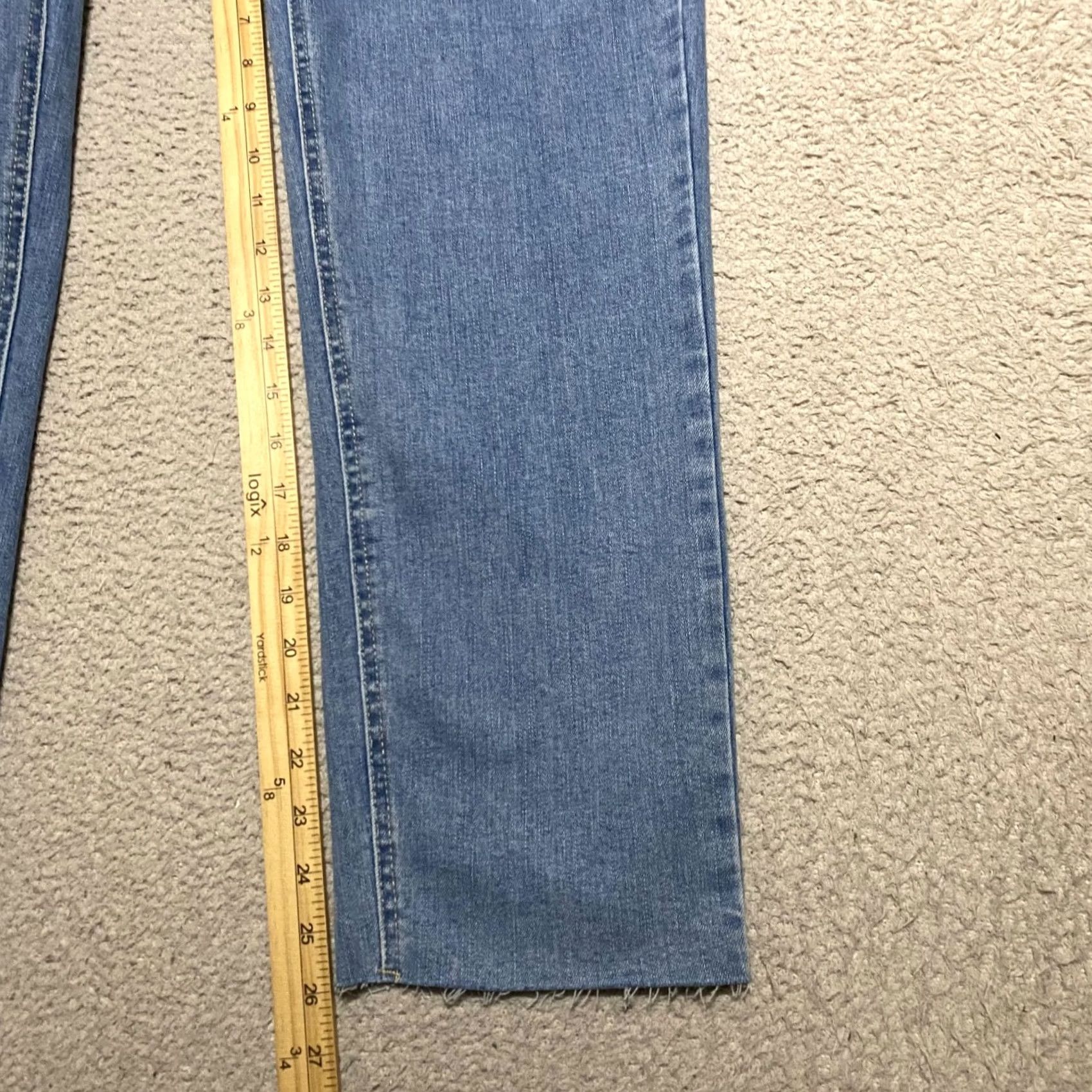 Denime OAT New York Womens Jeans Blue Denim Medium Wash Straight Raw Hem sz 10 Size 32" / US 10 / IT 46 - 6 Thumbnail
