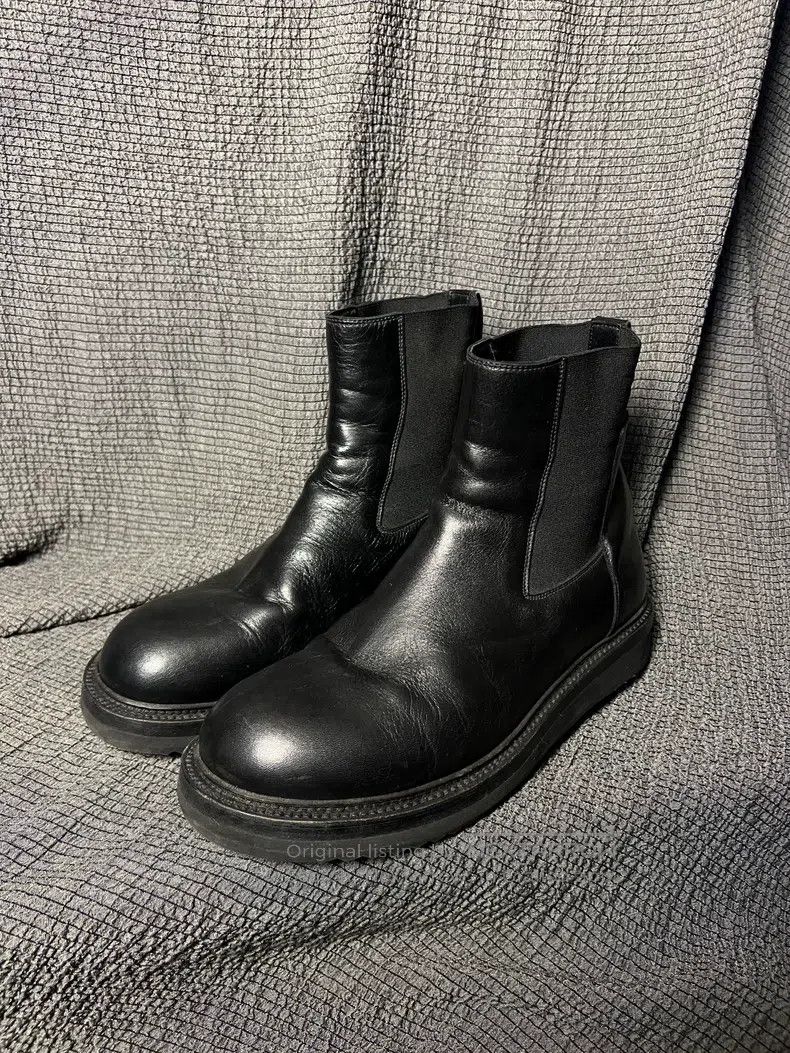 Rick Owens Rick Owens Wooden-soled round-toe cowhide boots Size US 7 / EU 40 - 1 Thumbnail