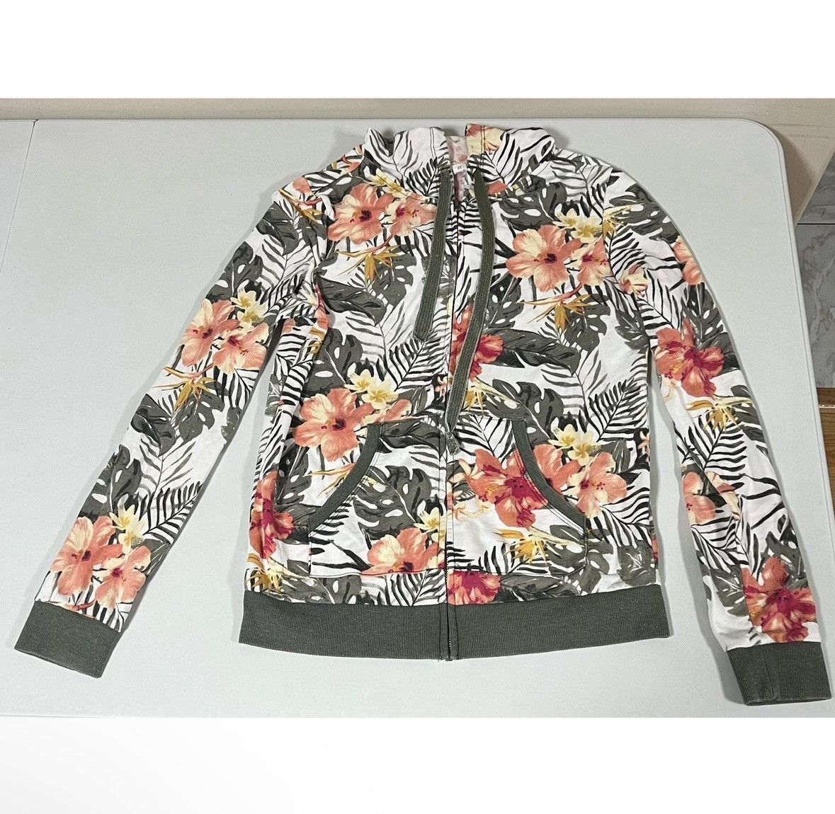 Vintage Tropical Hibiscus Flowers Floral Sweatshirt Hoodie Size S 🌺✨ Size S / US 4 / IT 40 - 1 Thumbnail