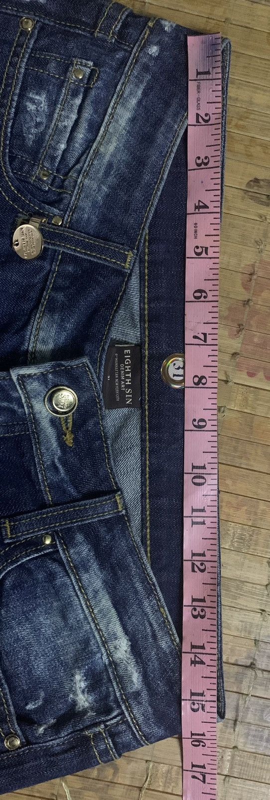 Art Comes First Eight Sin Denim Art Distressed Jeans Pants Size US 31 - 22 Thumbnail