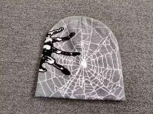 Vie + Riche Paris Spider Web Graphic No Cuff Beanie Hat Grey Size ONE SIZE - 2 Thumbnail