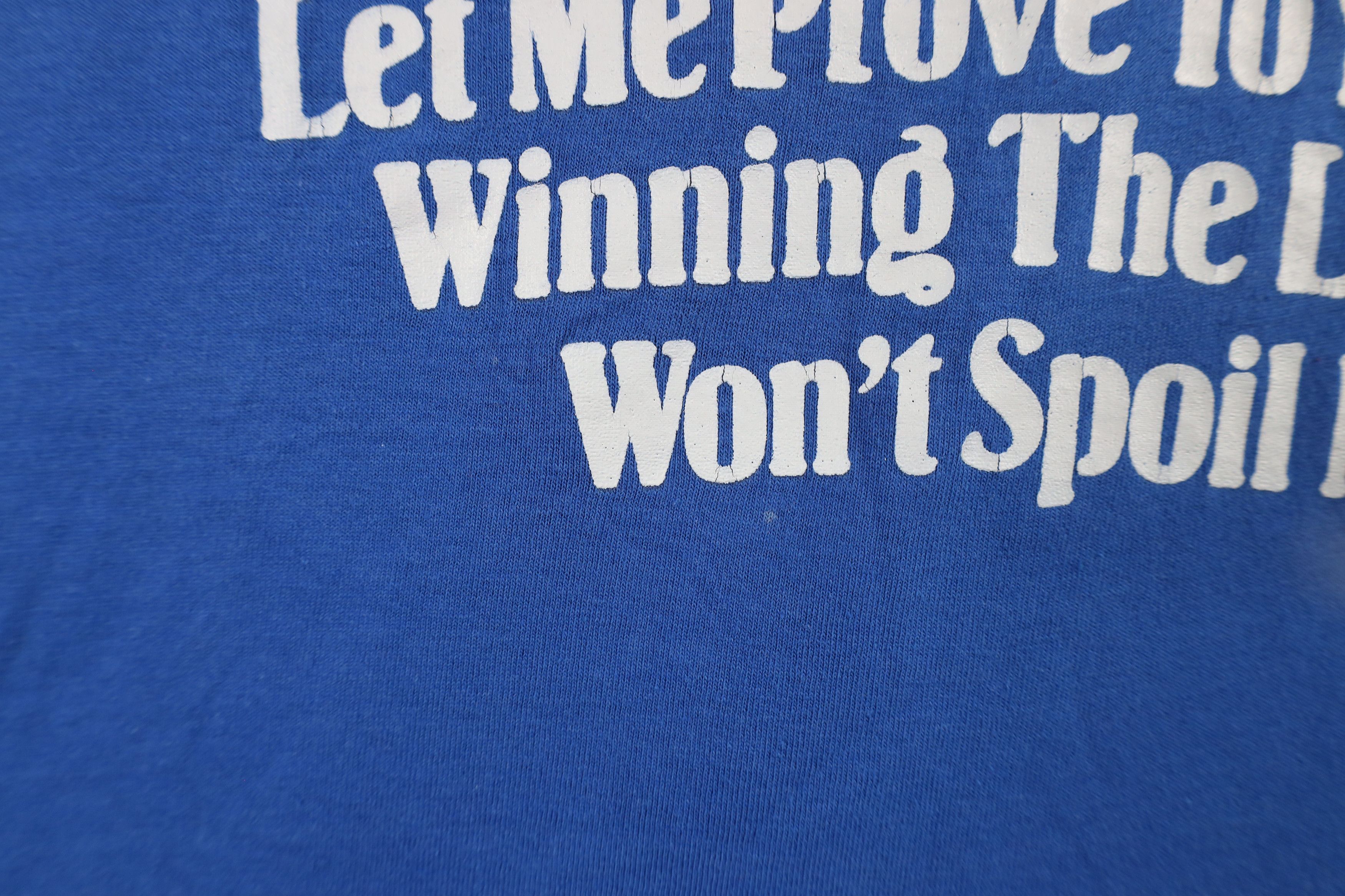 Vintage Vintage 90s Please Lord Let Me Win The Lottery T-Shirt Blue Size US L / EU 52-54 / 3 - 6 Thumbnail