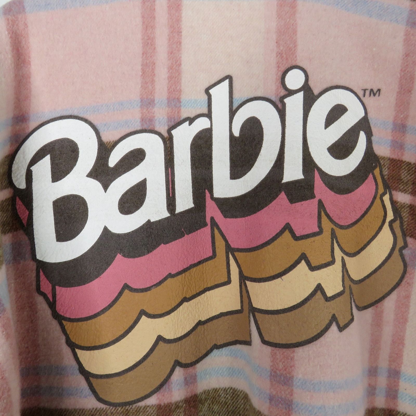 Other Barbie Pink & Brown Flannel Jacket XS Retro Pastel Shacket Size XS / US 0-2 / IT 36-38 - 3 Thumbnail