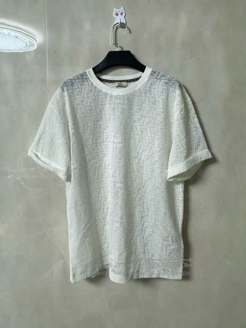 Fendi Fendi White Cutout Monogram Printed Short Sleeve Size S / US 4 / IT 40 - 1 Thumbnail