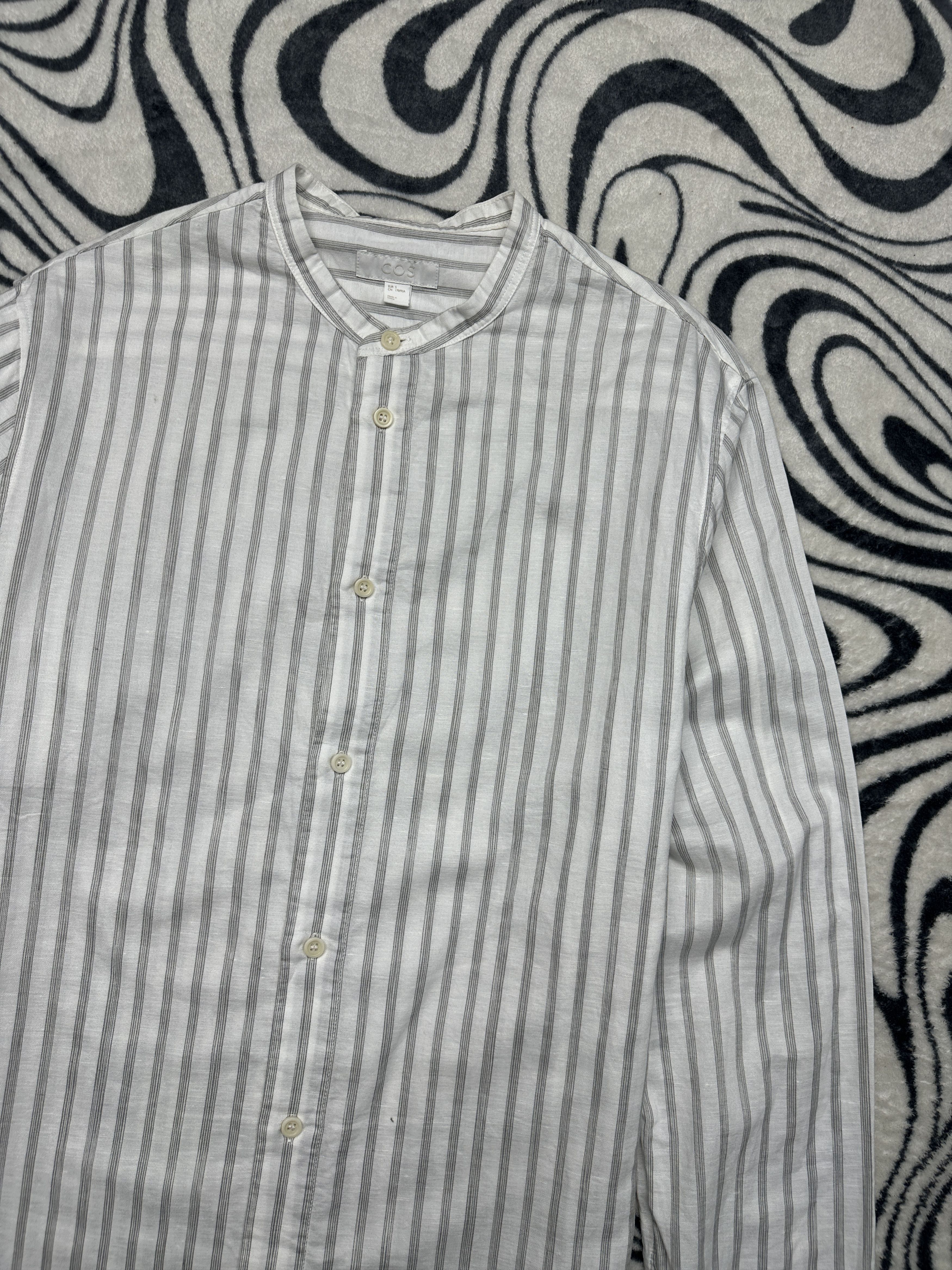 Cos Cos Mens Linen Collarless Long Sleeve Shirt Size US S / EU 44-46 / 1 - 2 Thumbnail