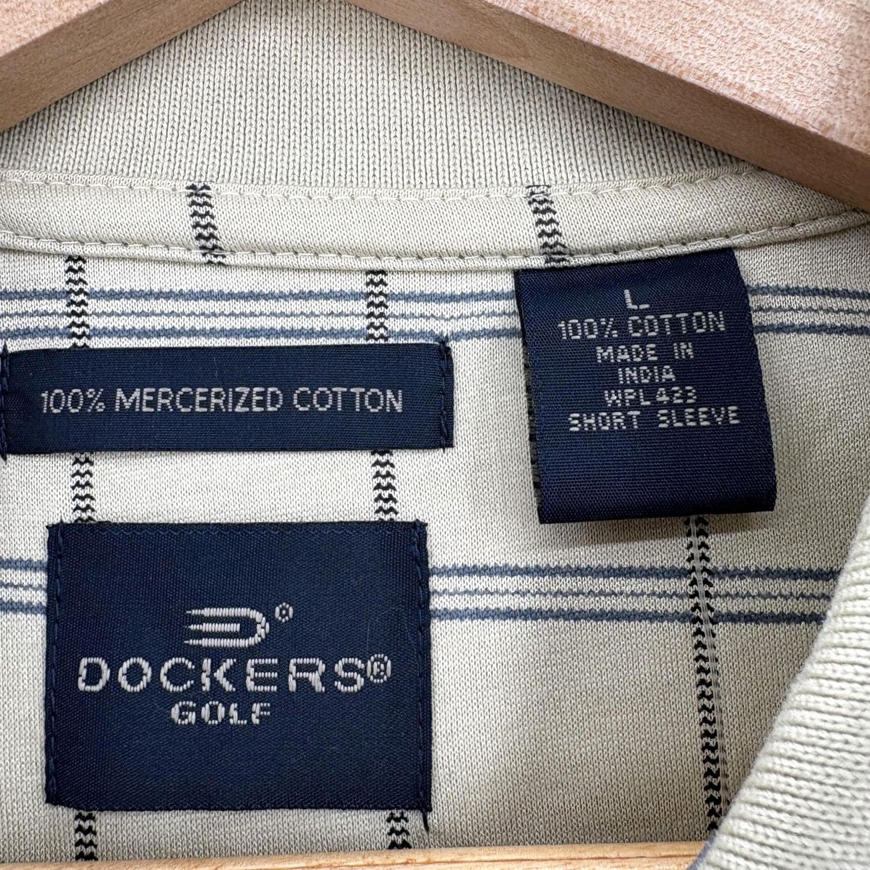 Dockers Dockers Golf Polo Shirt Mens Large Beige Check Easy Care Cotton Fit Size US L / EU 52-54 / 3 - 3 Thumbnail