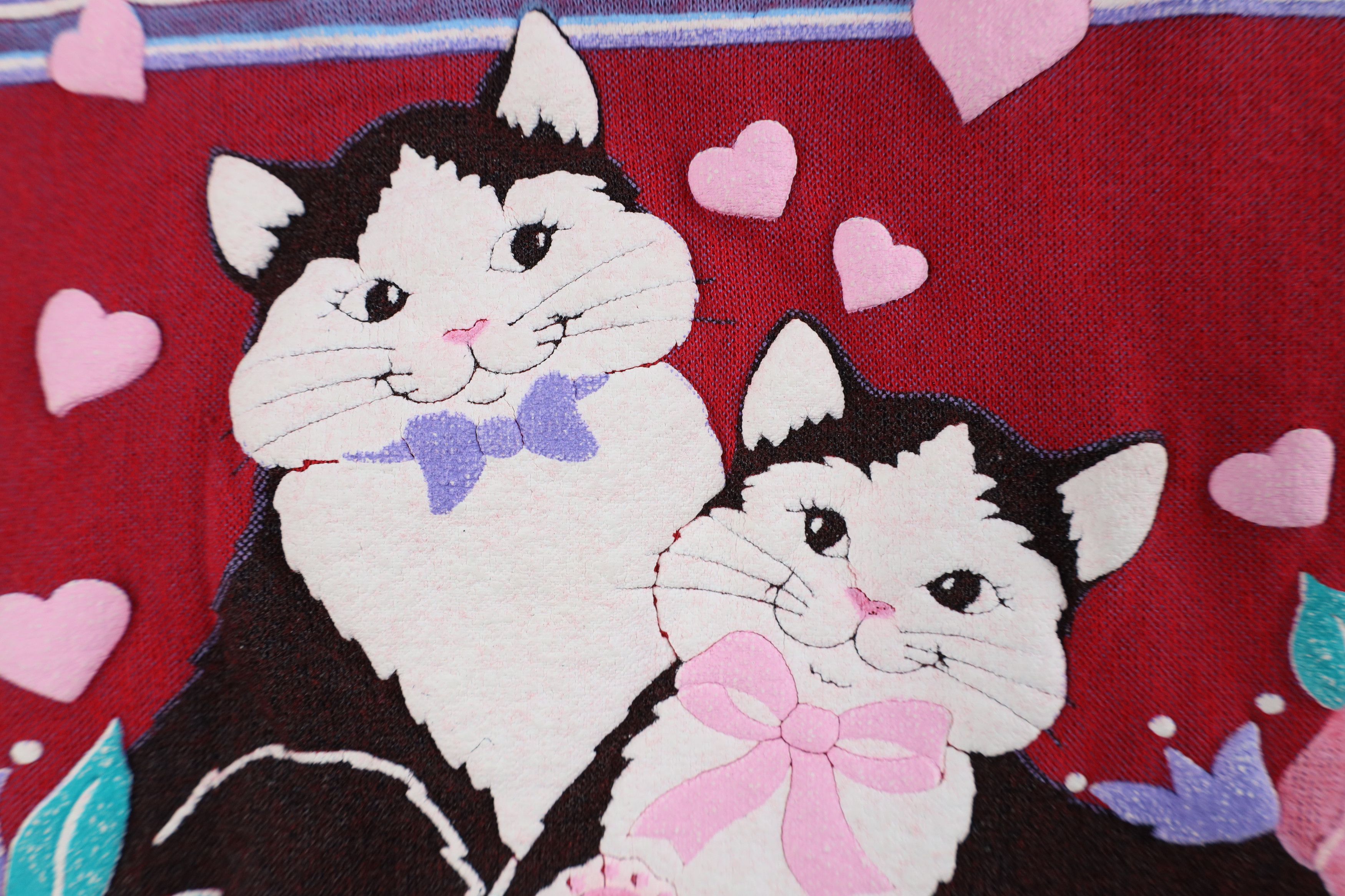 Vintage Vintage 90s Streetwear Cat Kitten Puff Paint Sweatshirt USA Size M / US 6-8 / IT 42-44 - 6 Thumbnail