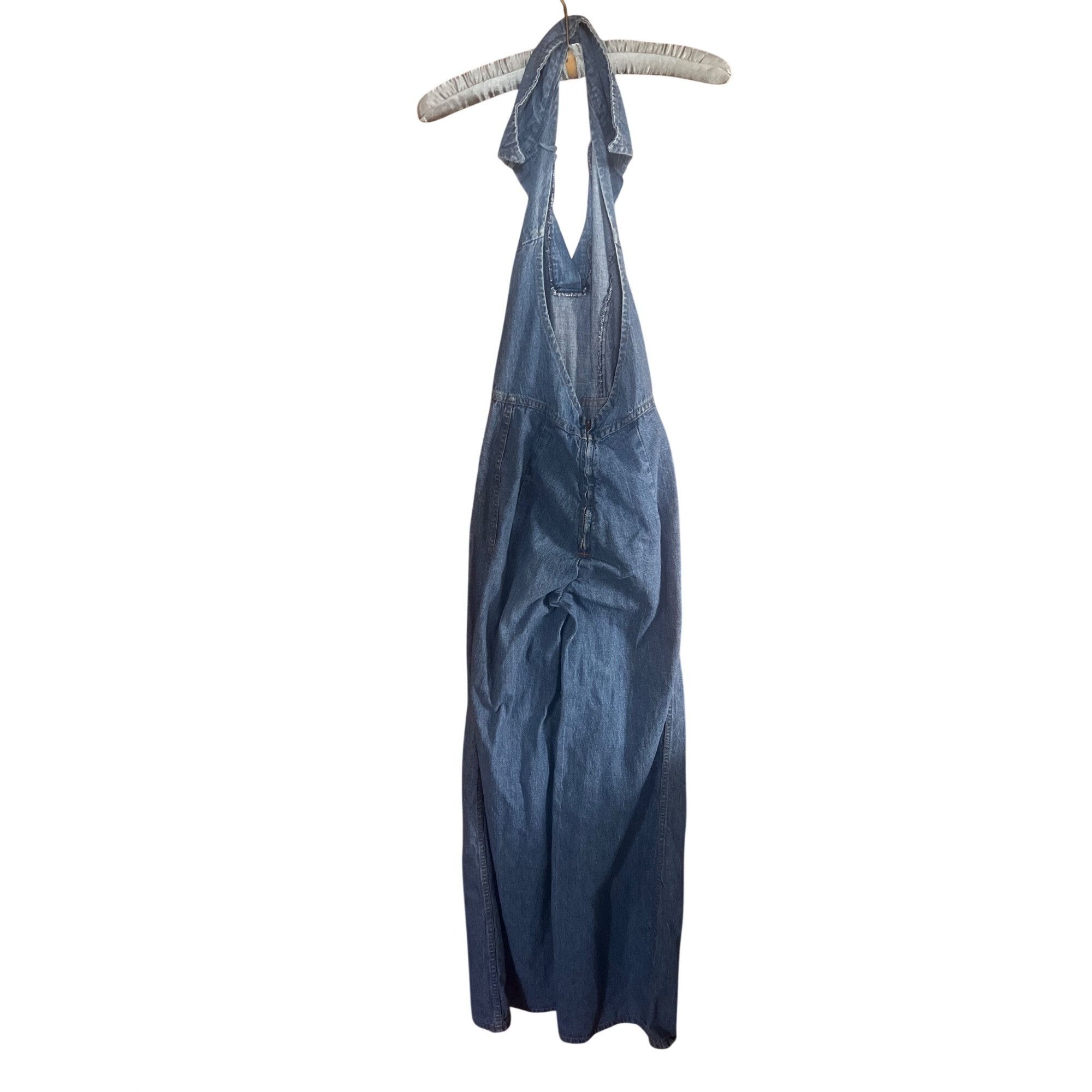 Vintage Vintage 70's Denim Halter Jumpsuit With Open Back & Wide-Leg Size 26" / US 2 / IT 38 - 4 Thumbnail
