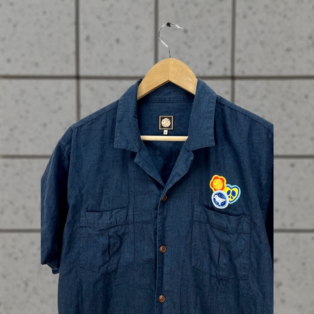 Pretty Green Pretty Green Shirt Button-Up Short Sleeve Logo Mens L/XL Blue Vintage Cotton Shirt Size US L / EU 52-54 / 3 - 1 Thumbnail