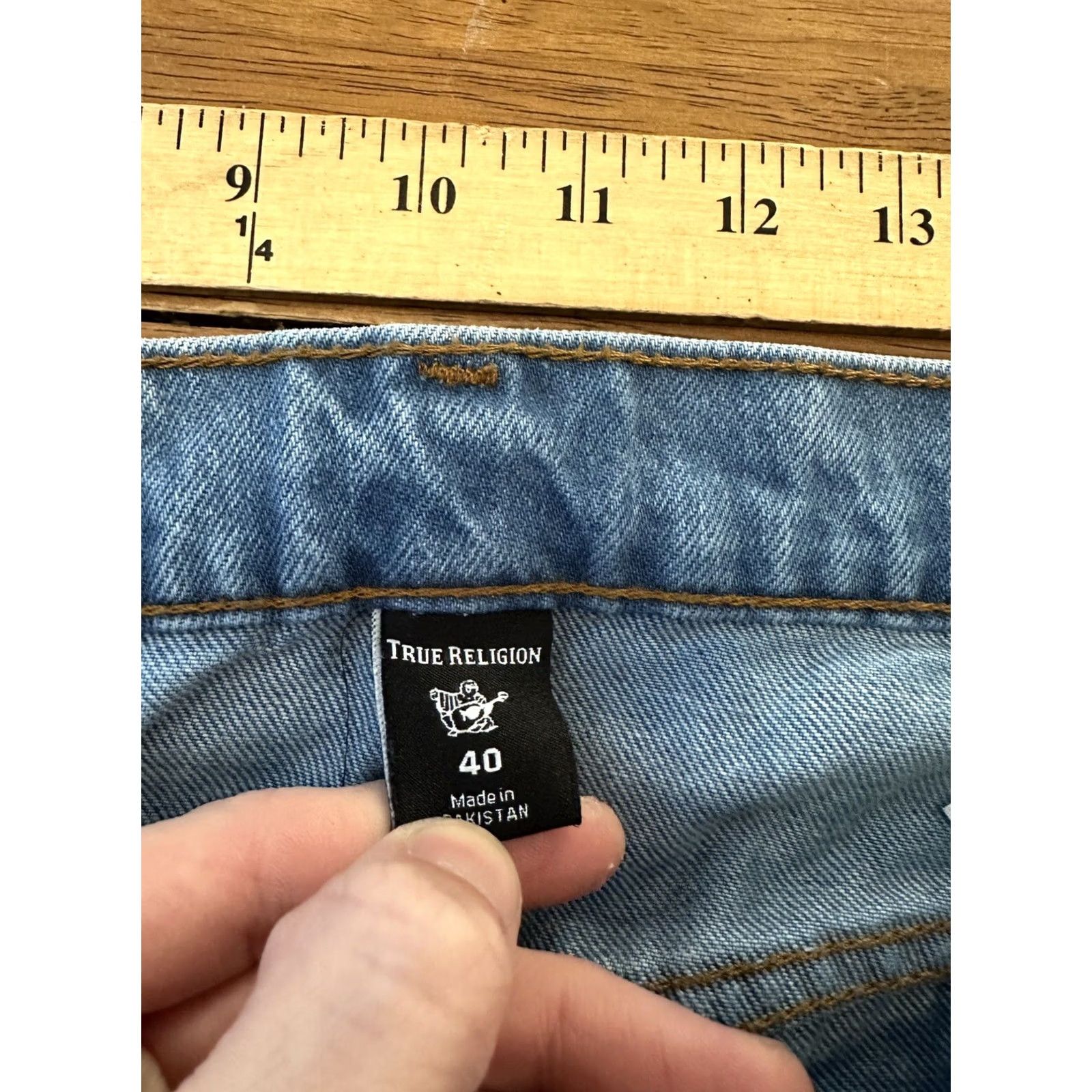 True Religion True Religion Ricky Relaxed Straight Jeans Men's 40x33 Blue Denim Dark Button Embroidered Size US 40 / EU 56 - 6 Thumbnail