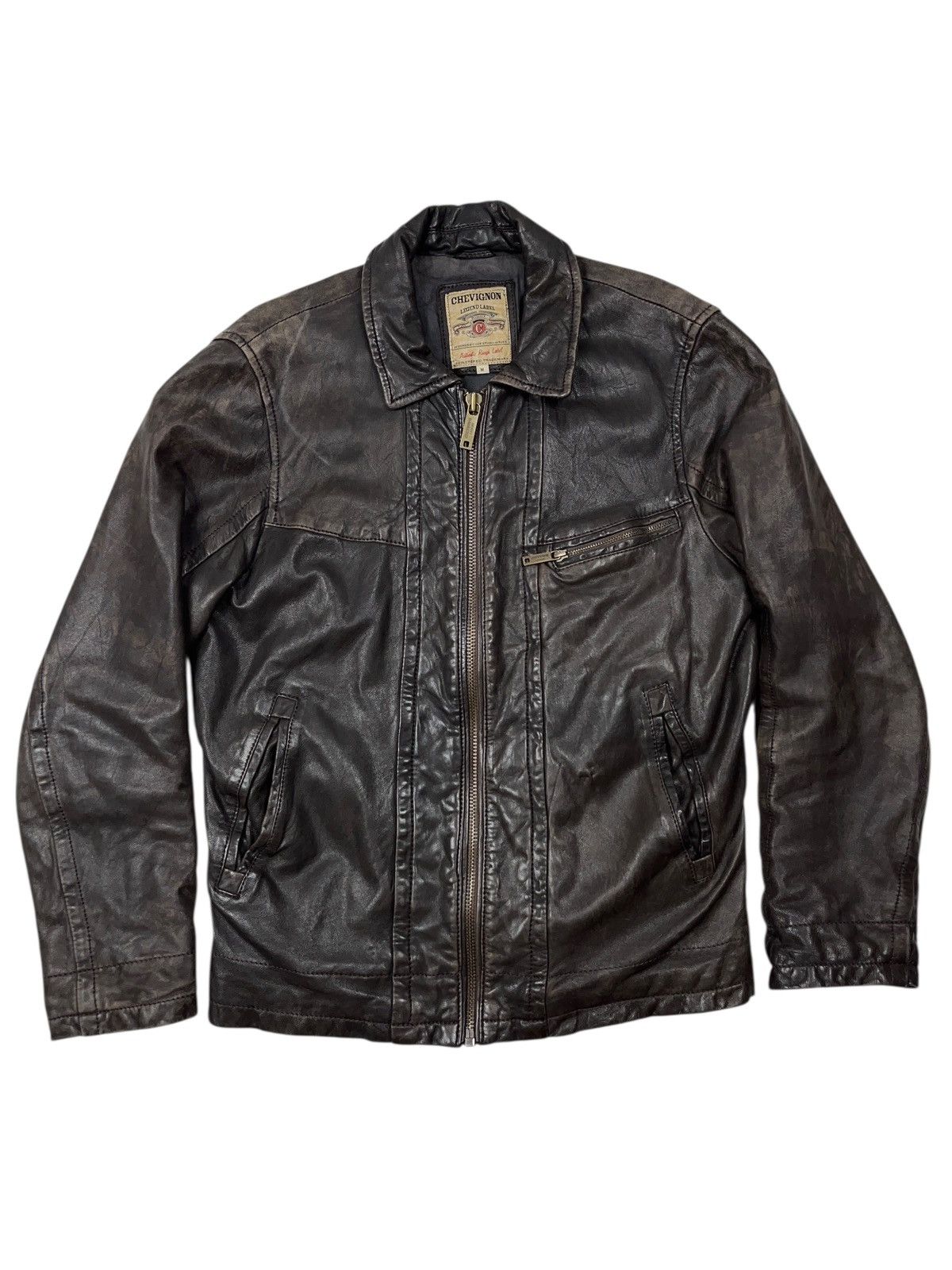 Vintage Chevignon Legend Label Leather Jacket Bomber Grunge