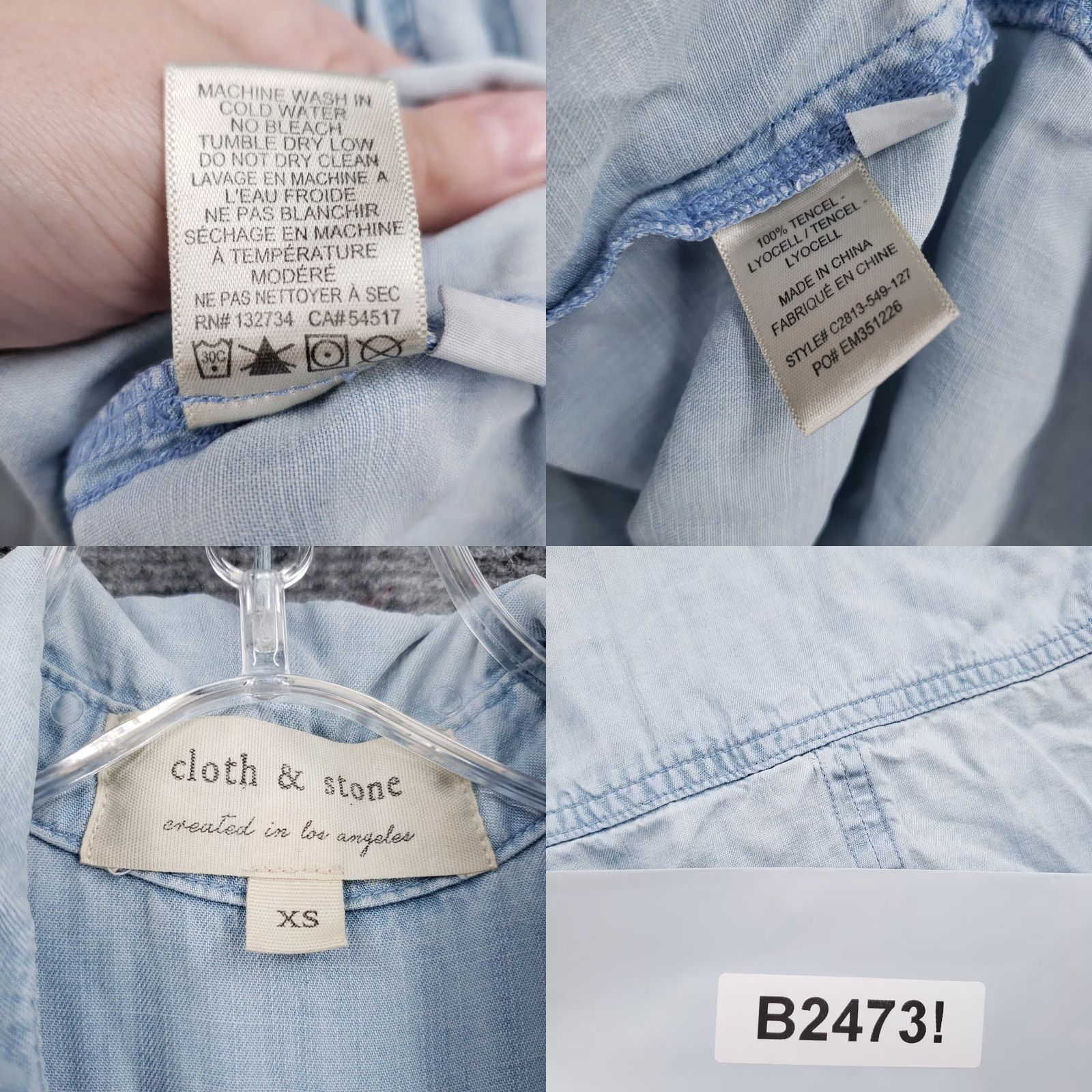 CLOT Cloth & Stone Button-Up Shirt Womens XS Blue Tencel Long Sleeve Relaxed Casual Size XS / US 0-2 / IT 36-38 - 8 Thumbnail