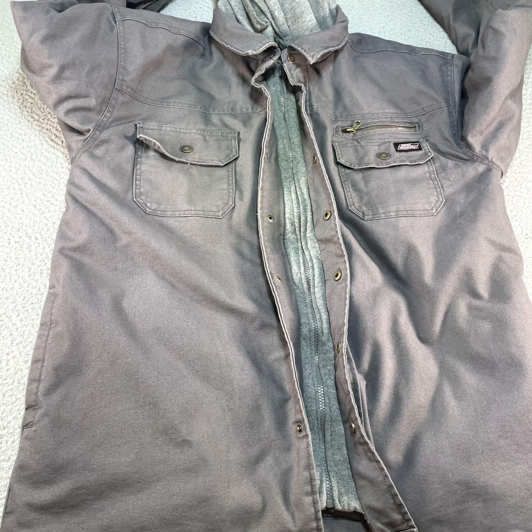 Dickies Dickies Jacket Mens XL Gray Canvas Hooded Snap Quilted Insulated Workwear Coat Size US XL / EU 56 / 4 - 3 Thumbnail