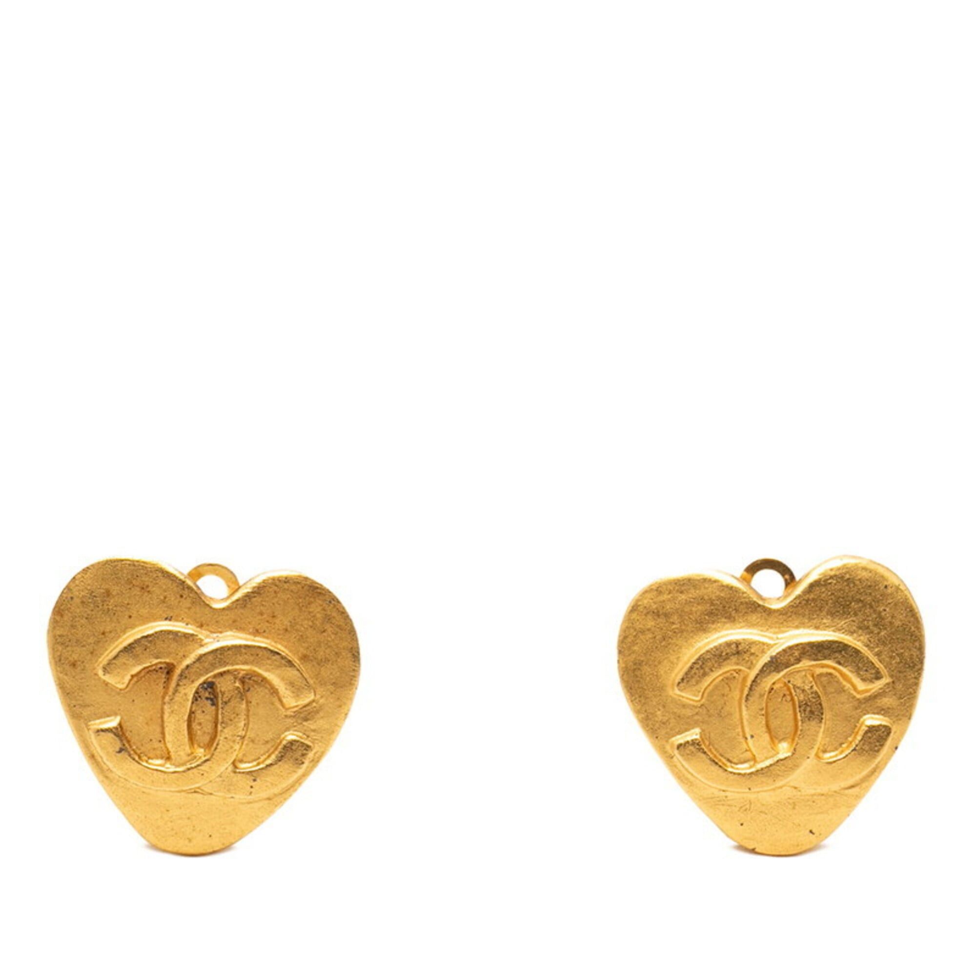 Chanel Chanel Coco Mark Heart Motif Earrings, 95P Stamp, Vintage Gold Plated, Women's CHANEL Size ONE SIZE - 1 Thumbnail