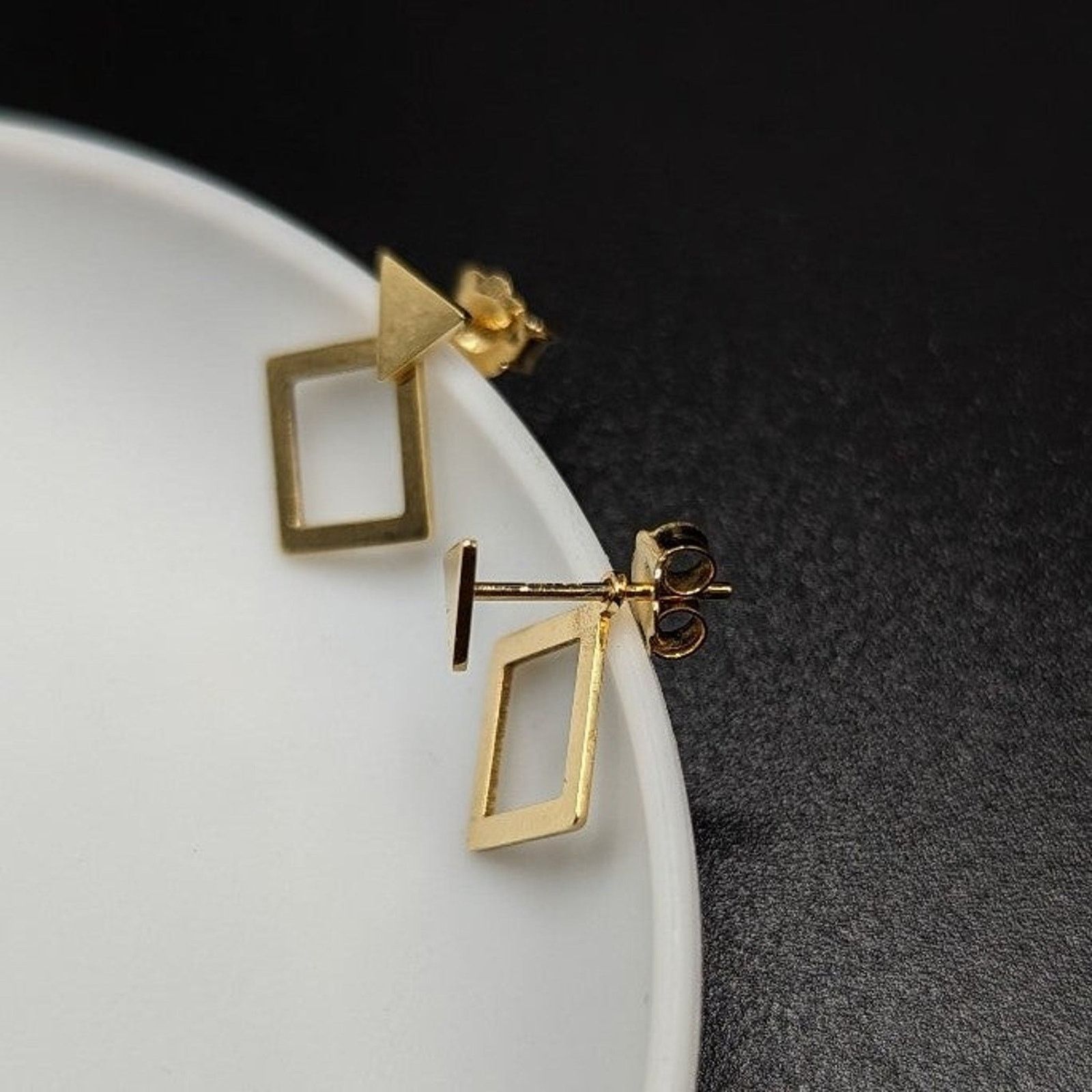 Other 18k Gold Geometric Stud Transformer Earrings Gold NWT Size ONE SIZE - 14 Thumbnail