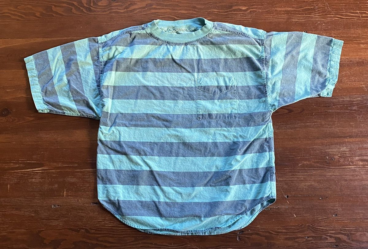 Vintage Vintage 90s Generalities Faded Striped Denim Like Pocket Tee Size US L / EU 52-54 / 3 - 2 Thumbnail