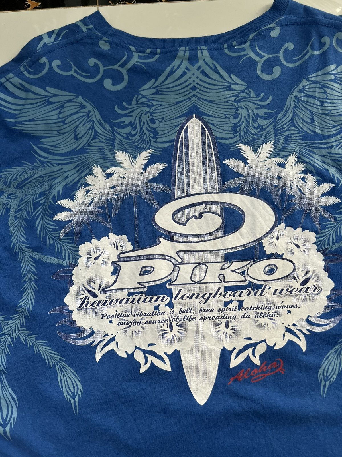 Japanese Brand × Vintage 90’s PIKO HAWAIIAN LONGBOARD WEAR BIG LOGO TEE Y2K Size US XL / EU 56 / 4 - 4 Thumbnail