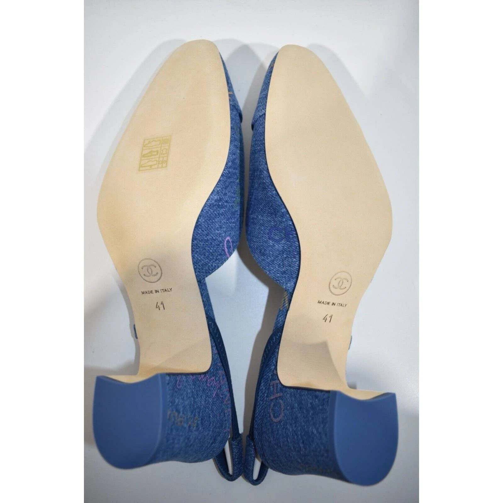 Chanel 22P Mademoiselle Coco Sling Denim Slingback Sandal Heel 41 Size US 11 / IT 41 - 10 Thumbnail