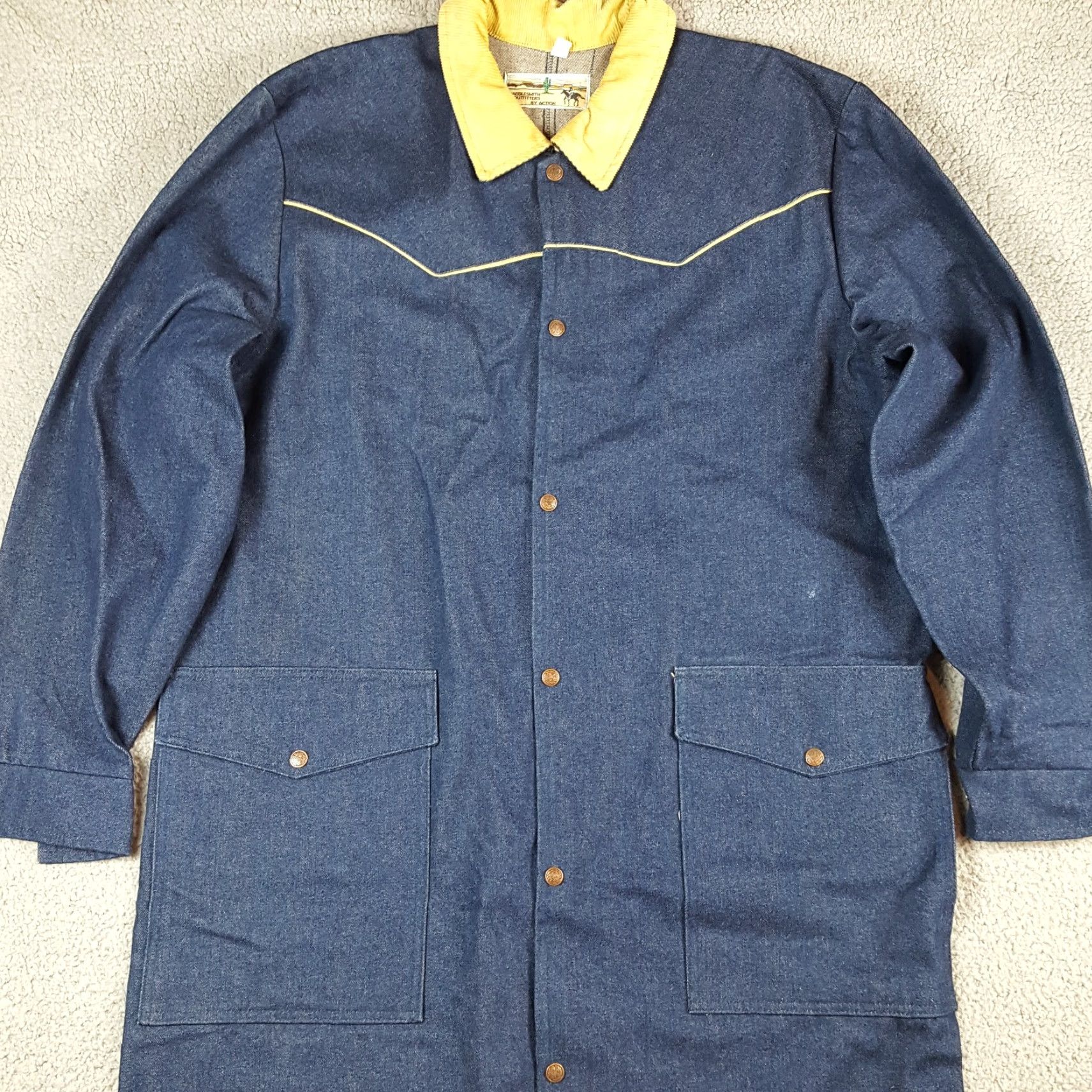 Denime VINTAGE Sattlesmith Western Duster Coat Jacket Men XL Denim Blue 90s Cowboy 80s Chore Long Duster Coat Size US XL / EU 56 / 4 - 2 Thumbnail