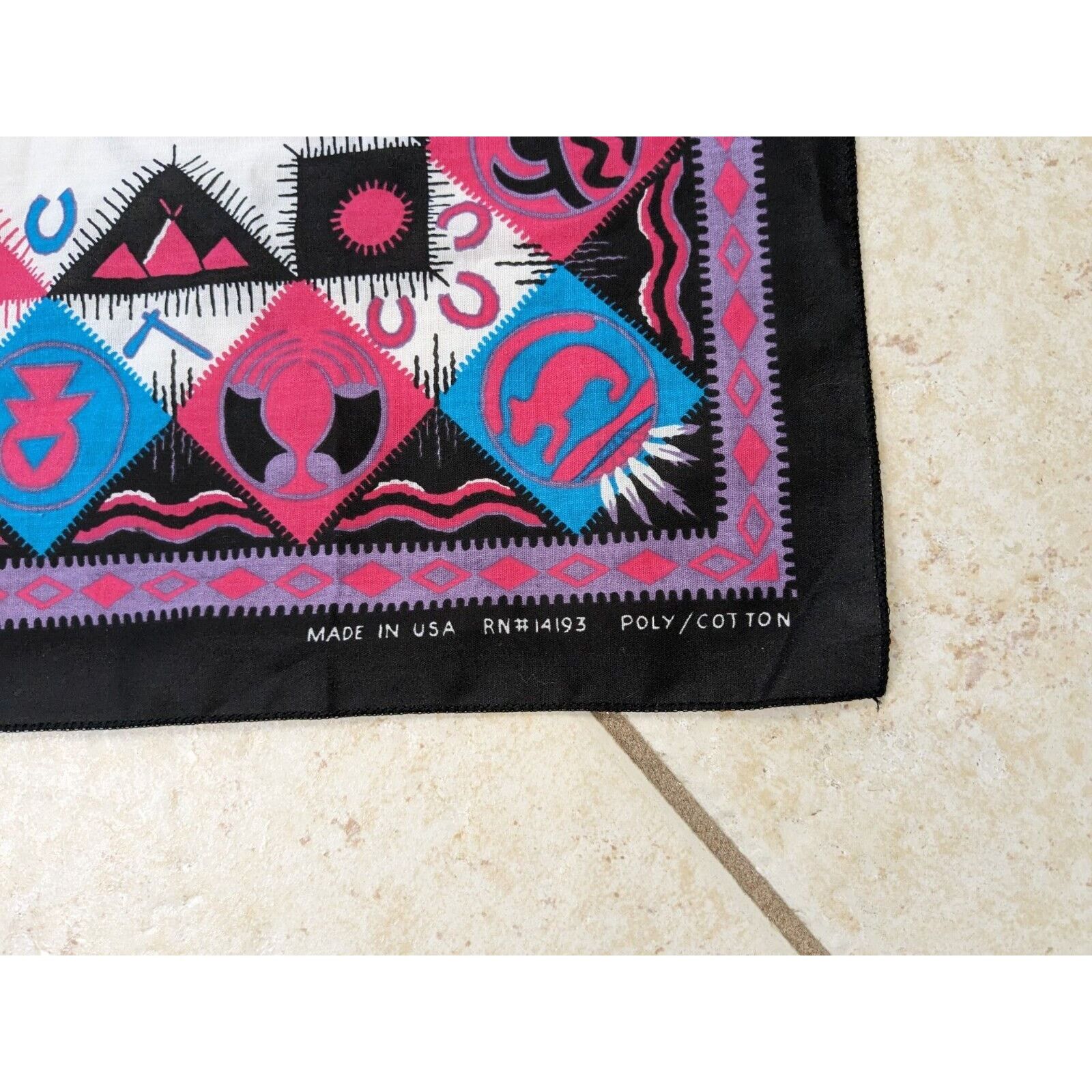 Other Vtg Tribal Bandana Native Southwestern USA Handkerchief 21" Size ONE SIZE - 2 Thumbnail