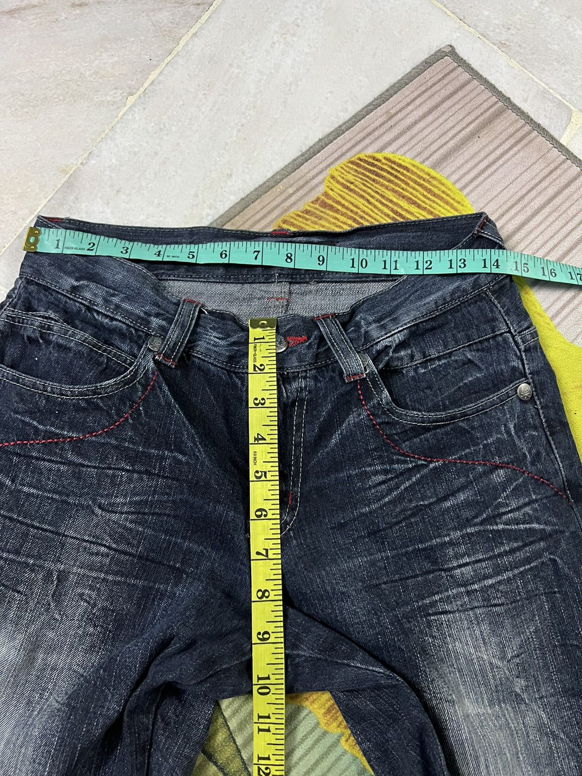 If Six Was Nine × Japanese Brand × Le Grande Bleu (L.G.B.) VTG DOMINATE HANDCRAFTED DOUBLE WAIST UK FLAGS JEANS Size US 28 / EU 44 - 10 Thumbnail