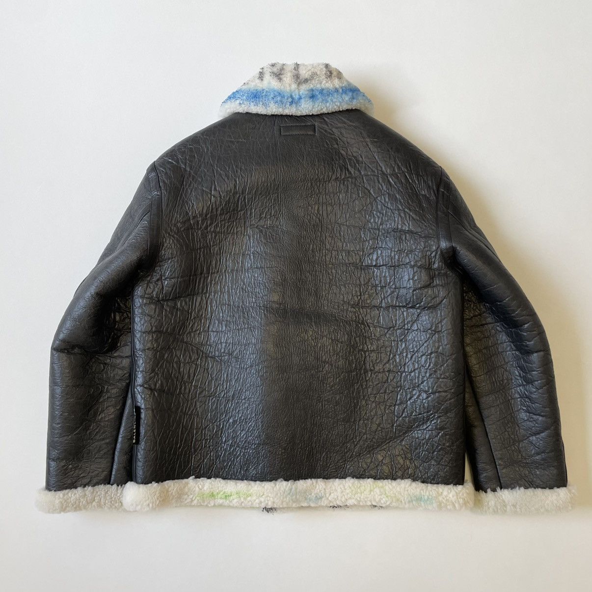 Balenciaga Black Leather ‘Graffiti’ Shearling Jacket Size US M / EU 48-50 / 2 - 15 Thumbnail
