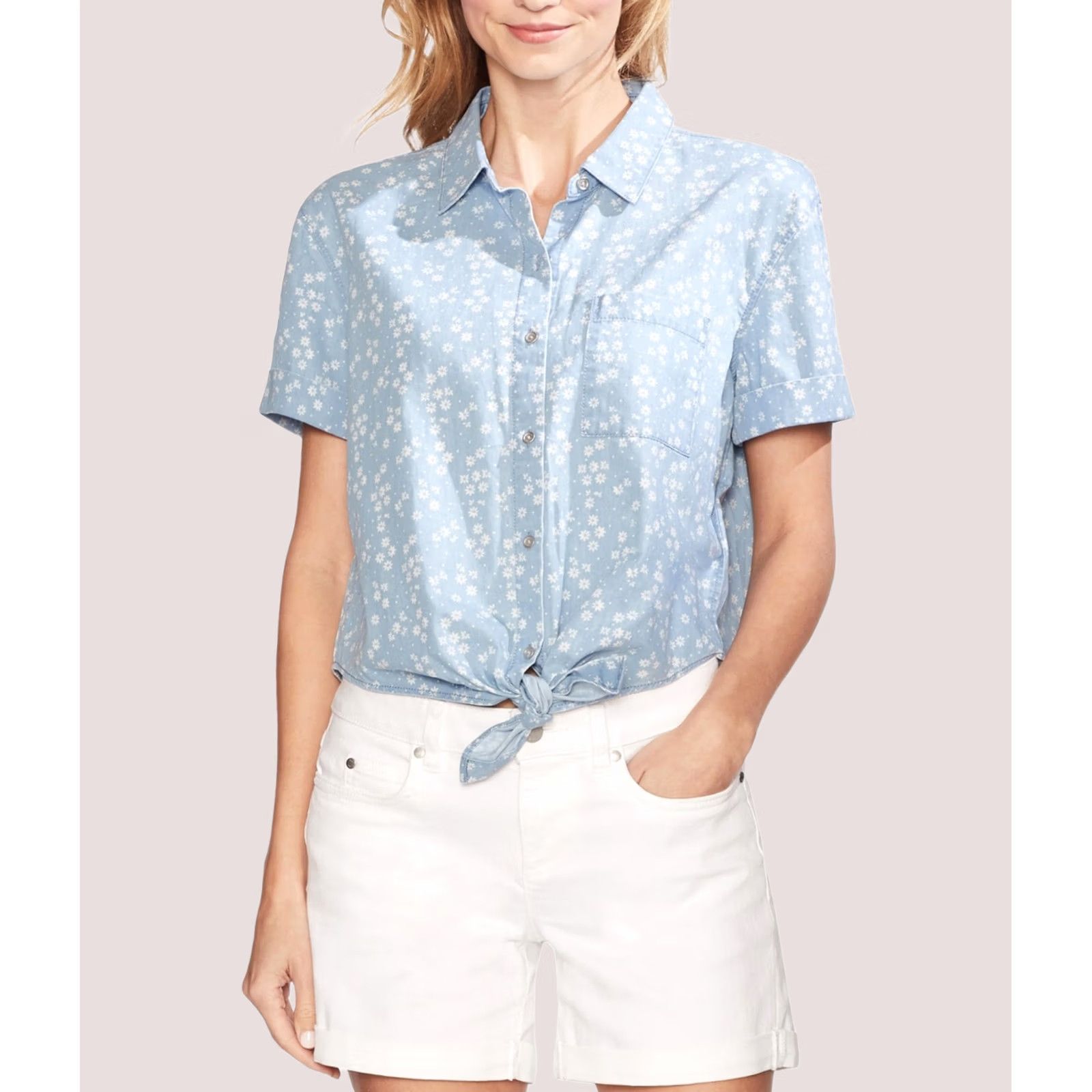 Vince Camuto Vince Camuto Womens Button Down Blouse indigo M Size M / US 6-8 / IT 42-44 - 1 Thumbnail