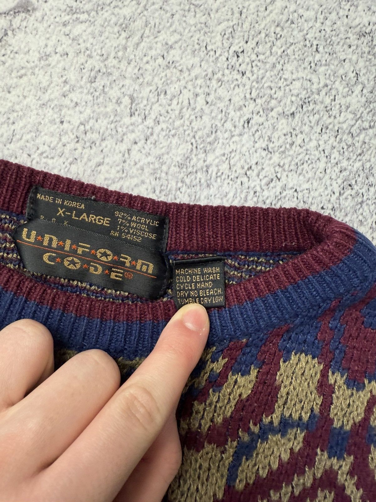 Japanese Brand VINTAGE Uniform Code Mens Crew Neck Geometric Sweater Y2K Size US L / EU 52-54 / 3 - 14 Thumbnail
