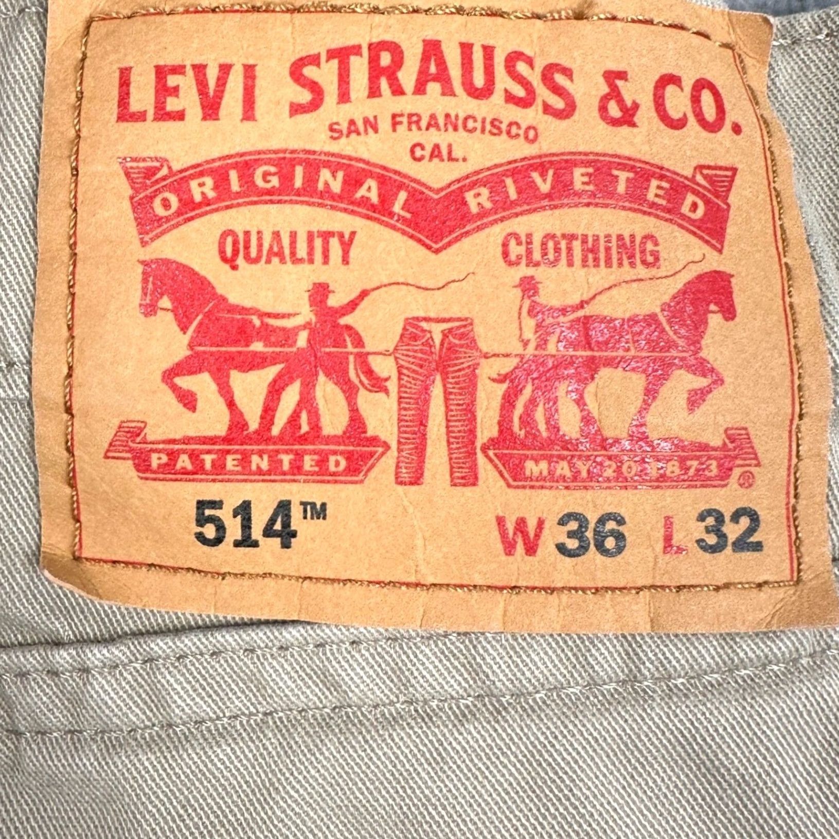 Levi's Levis 514 Pants Mens 36X32 Khaki Tan Straight Fit 5-Pocket Chinos Khakis Stretch Size US 36 / EU 52 - 3 Thumbnail