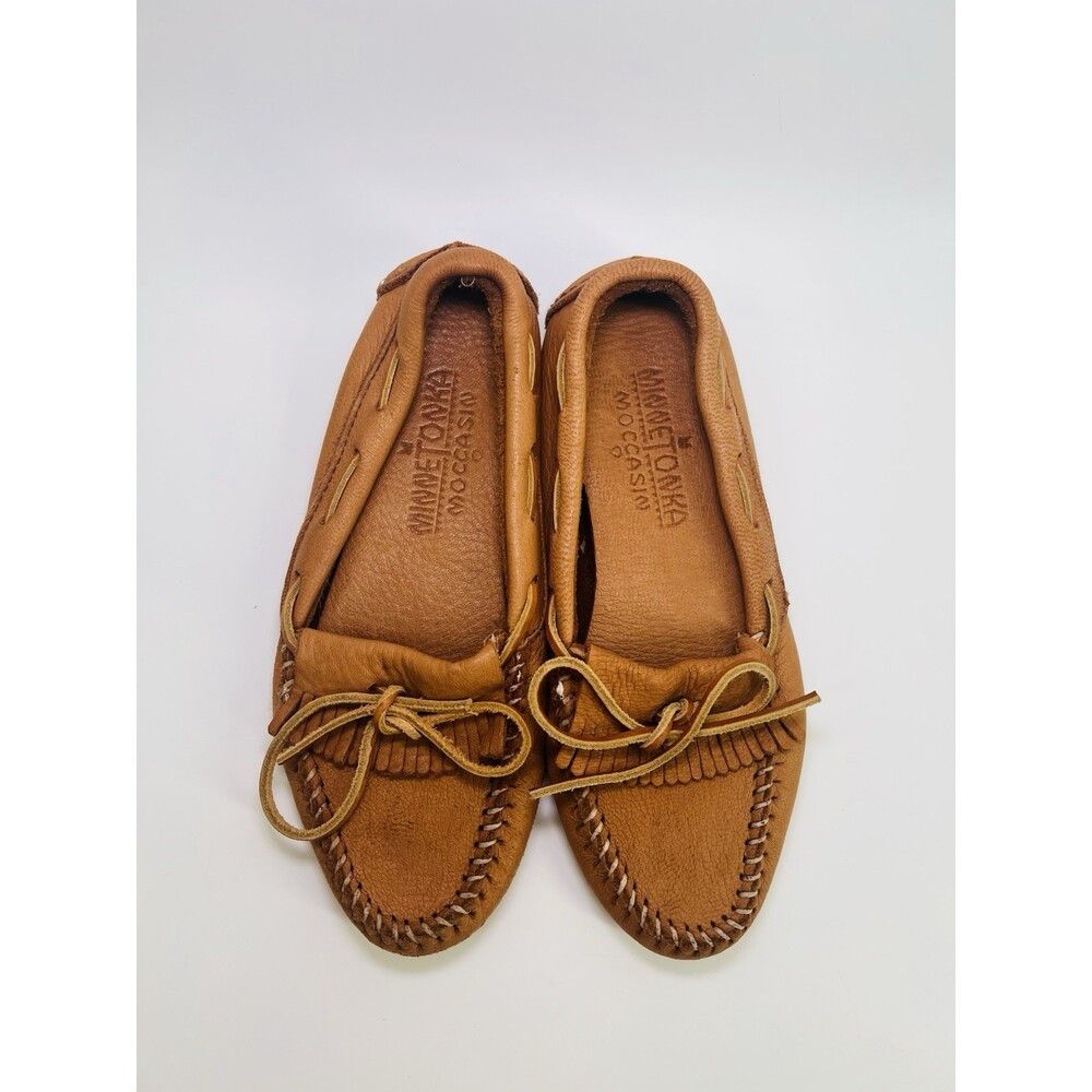 Minnetonka Minnetonka Moccasin Moose Hide Leather Driver Tan Handmade Size US 6.5 / IT 36.5 - 3 Thumbnail