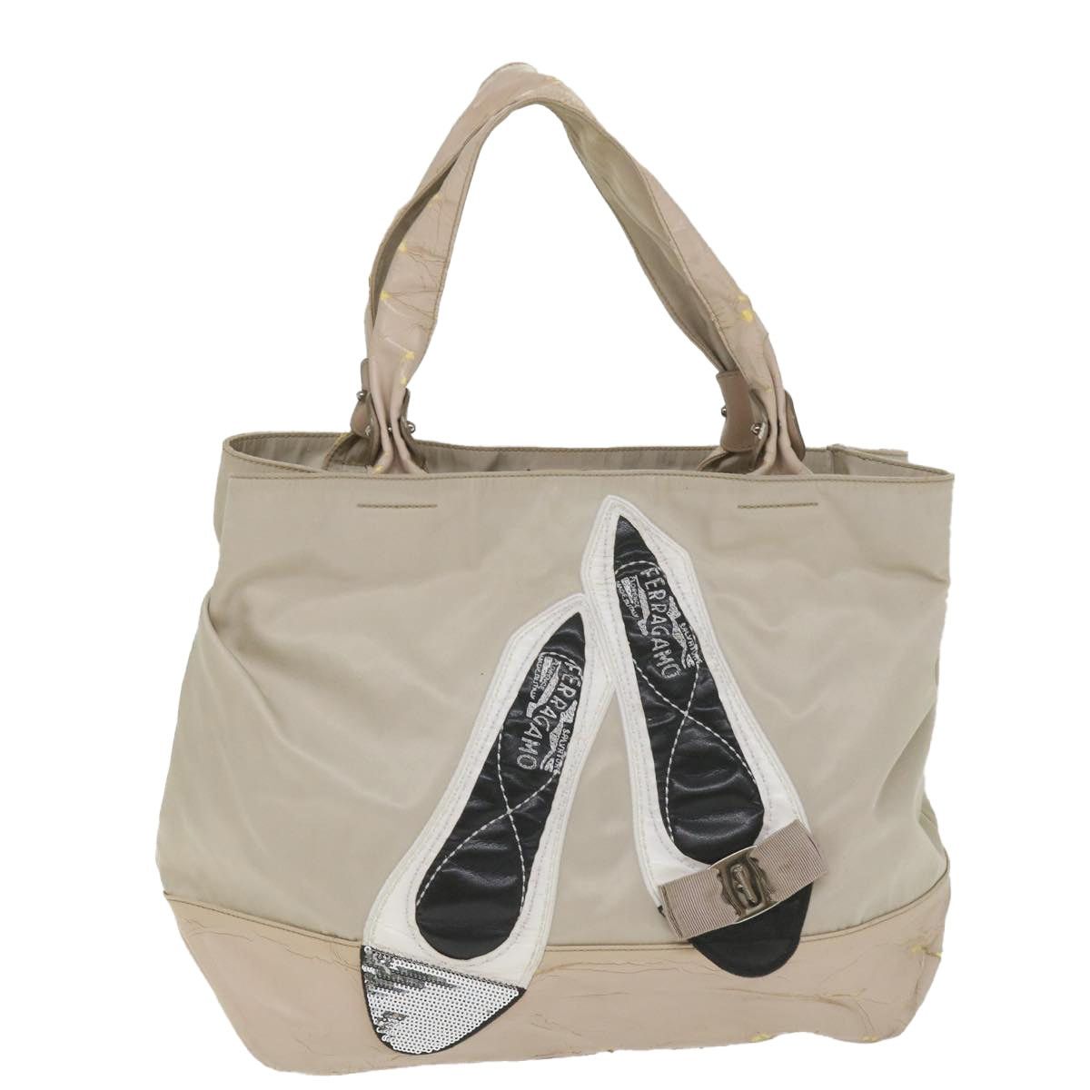 Salvatore Ferragamo Salvatore Ferragamo Shoulder Bag Nylon Patent Leather Beige Size ONE SIZE - 13 Thumbnail
