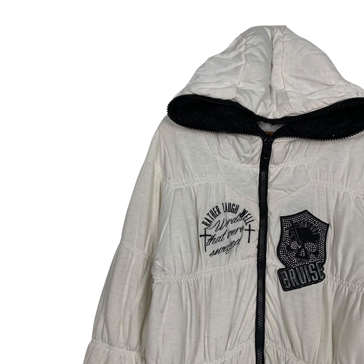 Japanese Brand GHOST of HARLEM Skulls Puffer Hoodie Jacket #2509-C113 Size ONE SIZE - 6 Thumbnail