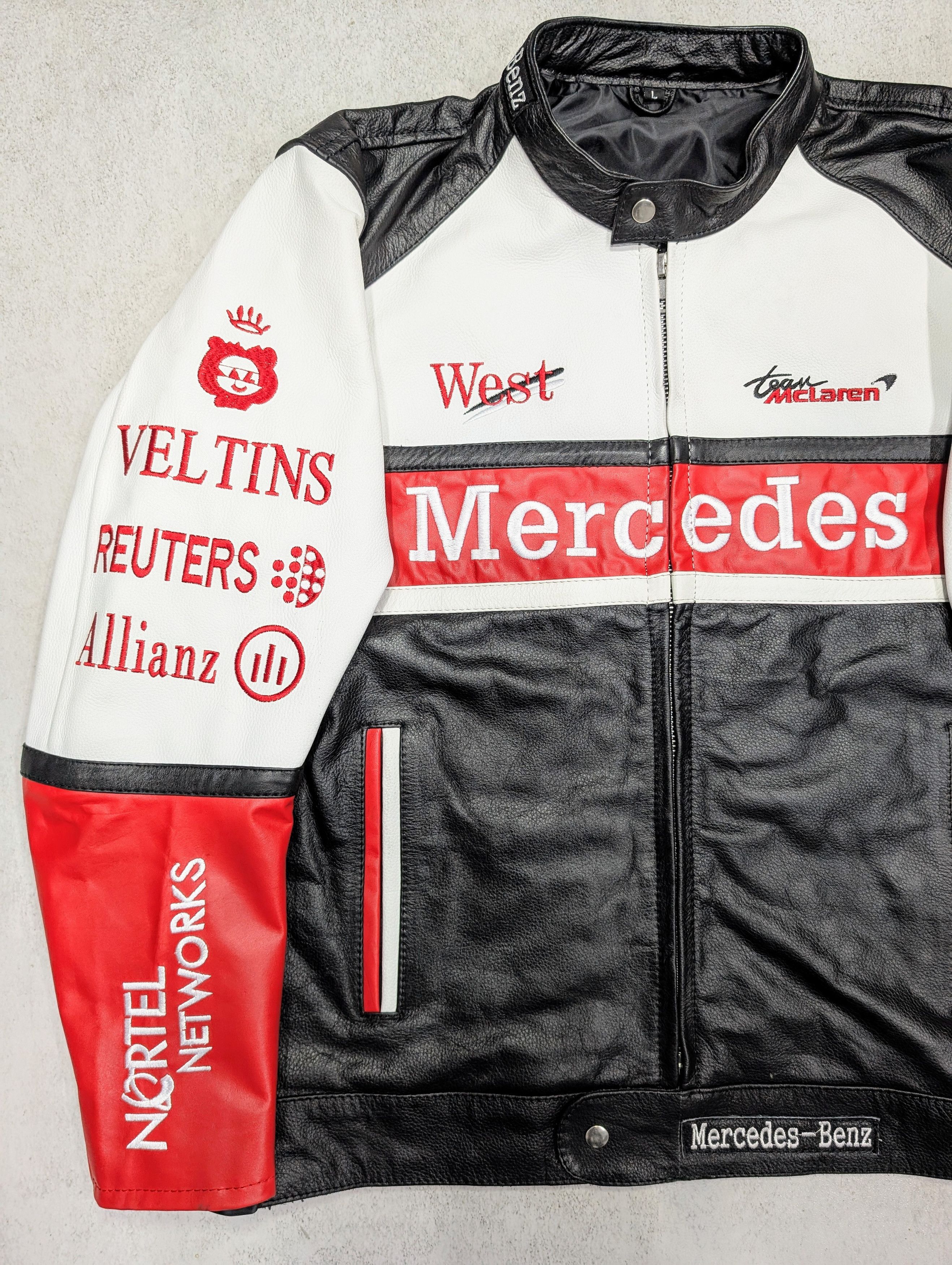 Vintage 💥 Vintage Mercedes Benz 💥 Leather Jacket Streetwear Racing Size M / US 6-8 / IT 42-44 - 3 Thumbnail