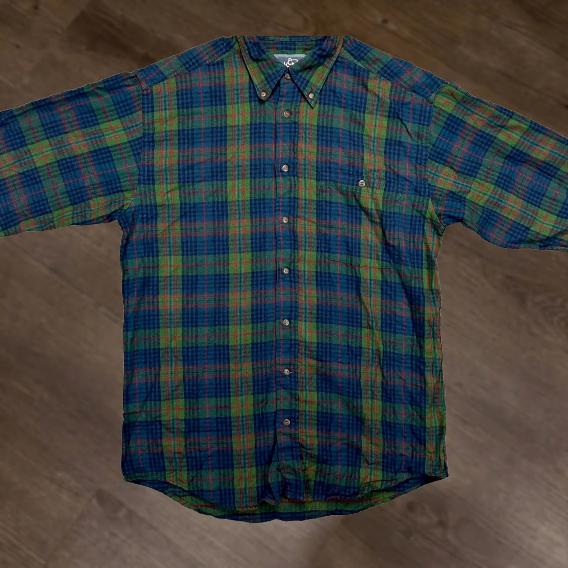 Vintage Woolrich Shirt Adult Medium Green Blue Plaid Flannel 100% Cotton Button Down Men Size US M / EU 48-50 / 2 - 1 Thumbnail