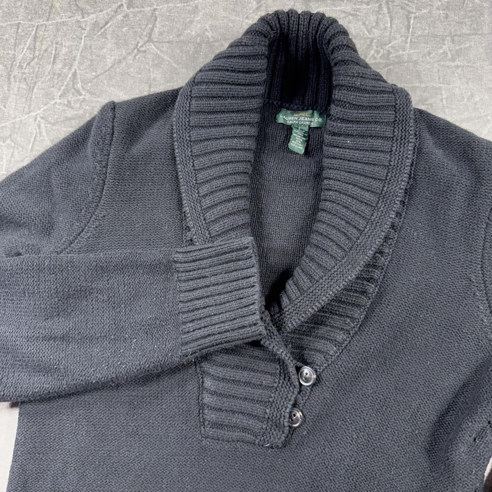 Polo Ralph Lauren Ralph Lauren Sweater Women's L Black Shawl Collar Size L / US 10 / IT 46 - 1 Thumbnail