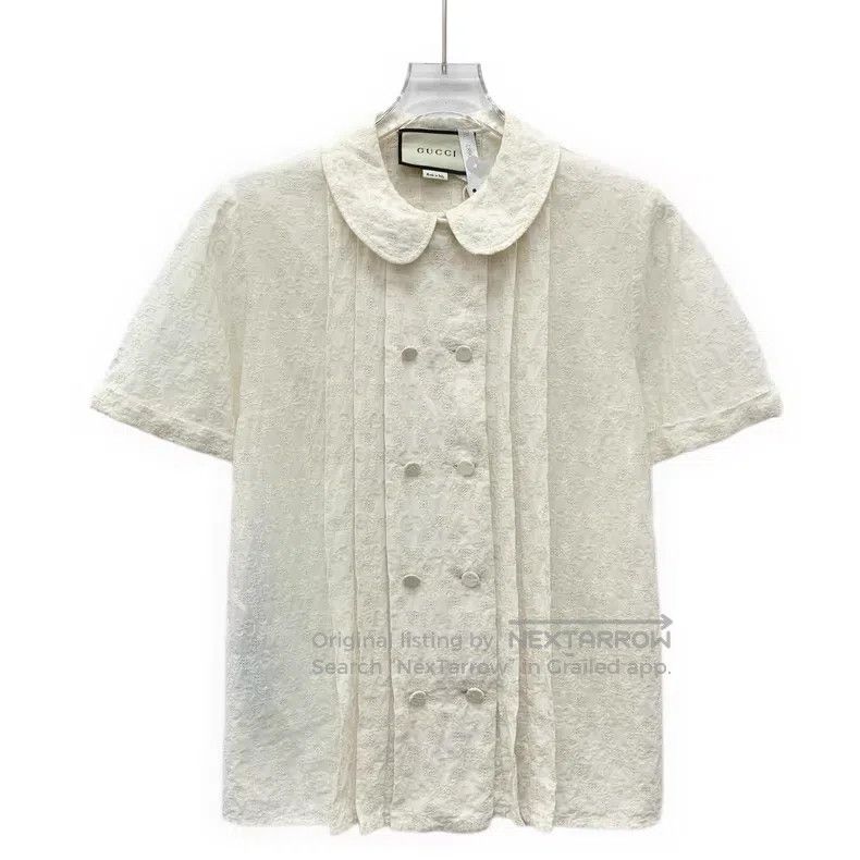 Gucci Gucci Beige logo jacquart embroidery cotton double-breaste Size S / US 4 / IT 40 - 1 Thumbnail