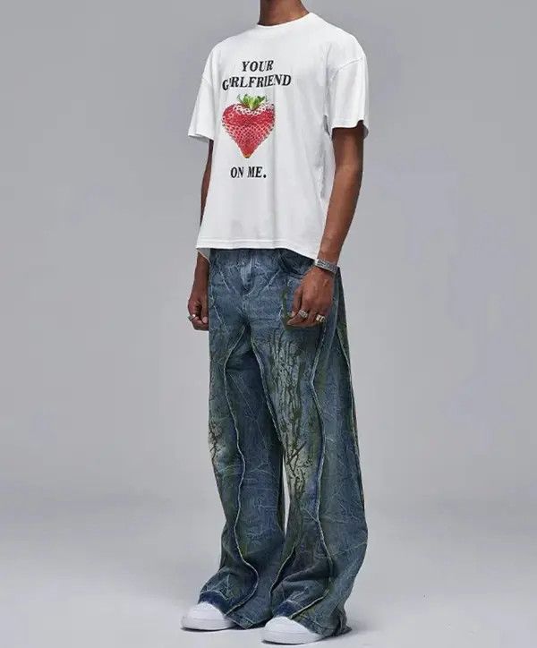 VIBE Water Ripple Heavy Duty Washed Distressed Jeans Size US 32 / EU 48 - 3 Thumbnail