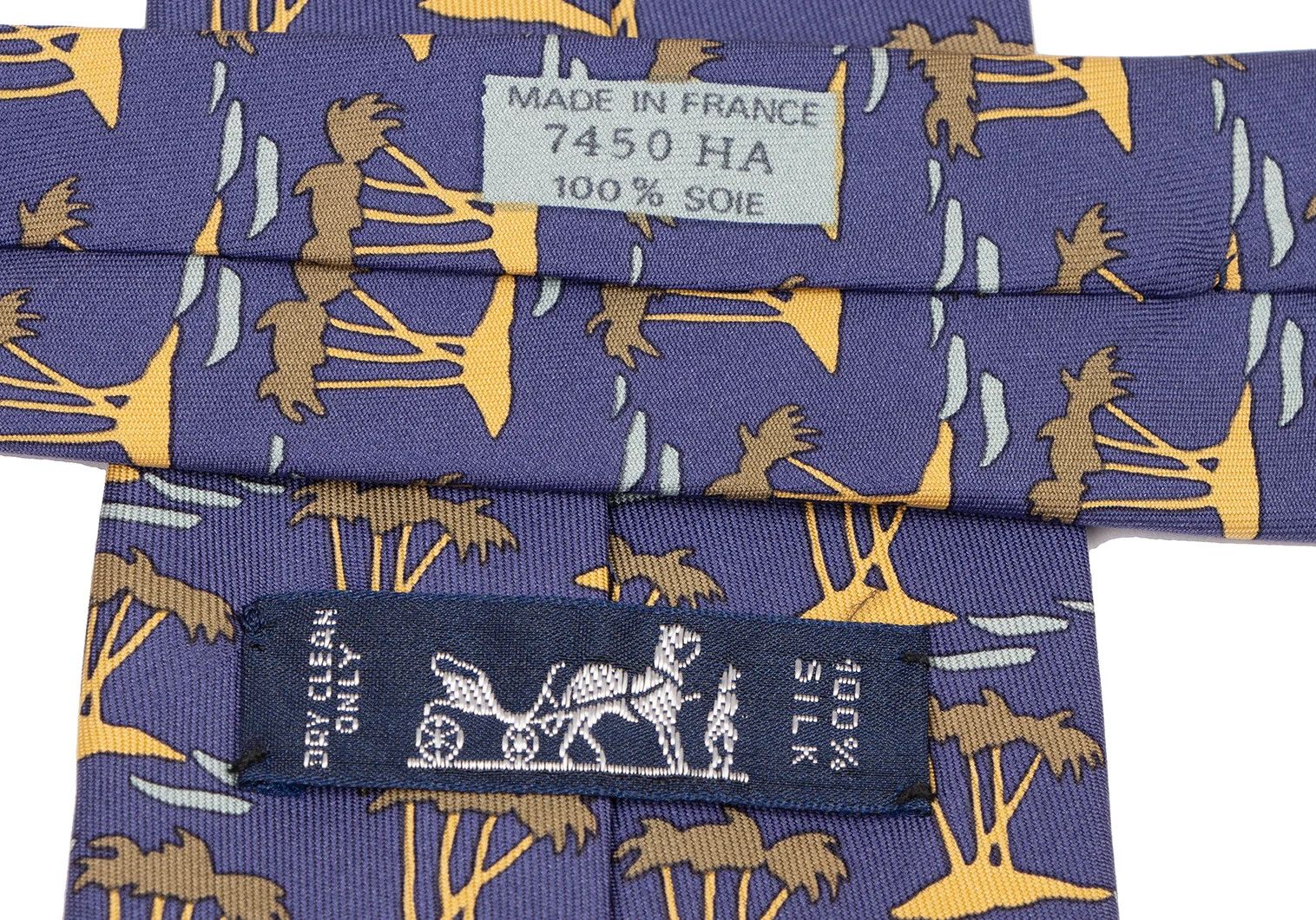 Hermes Silk Tie with Palm Pattern in Purple Size ONE SIZE - 9 Thumbnail
