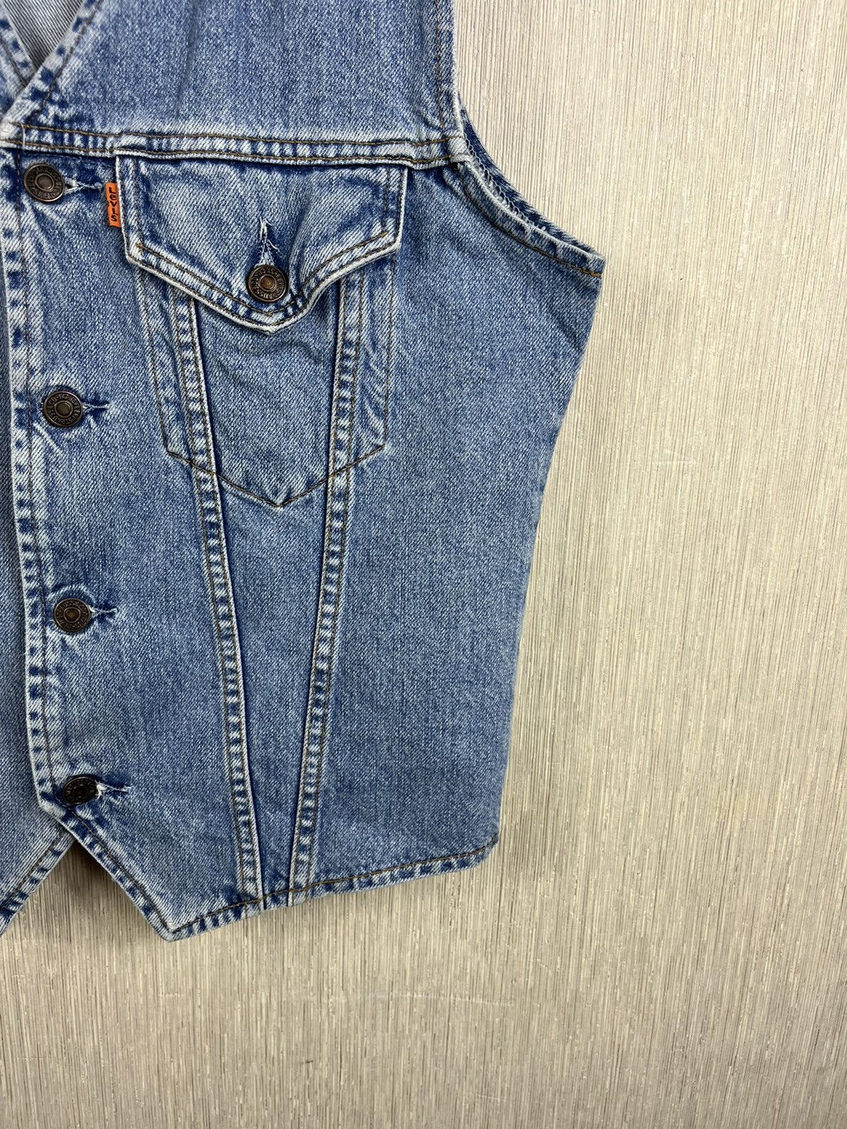 Levi's × Levi's Vintage Clothing × Vintage Vintage 80s Levi’s denim vest jacket sleeveless orange tab Size US L / EU 52-54 / 3 - 5 Thumbnail