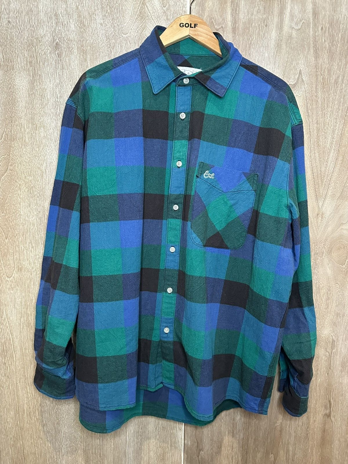 ERL plaid button down Blue/Green