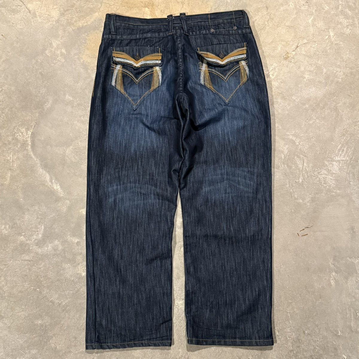 Mecca Vintage 2000s Mecca Faded Embroidered Baggy Jeans Y2K Grunge Size US 41 - 1 Thumbnail