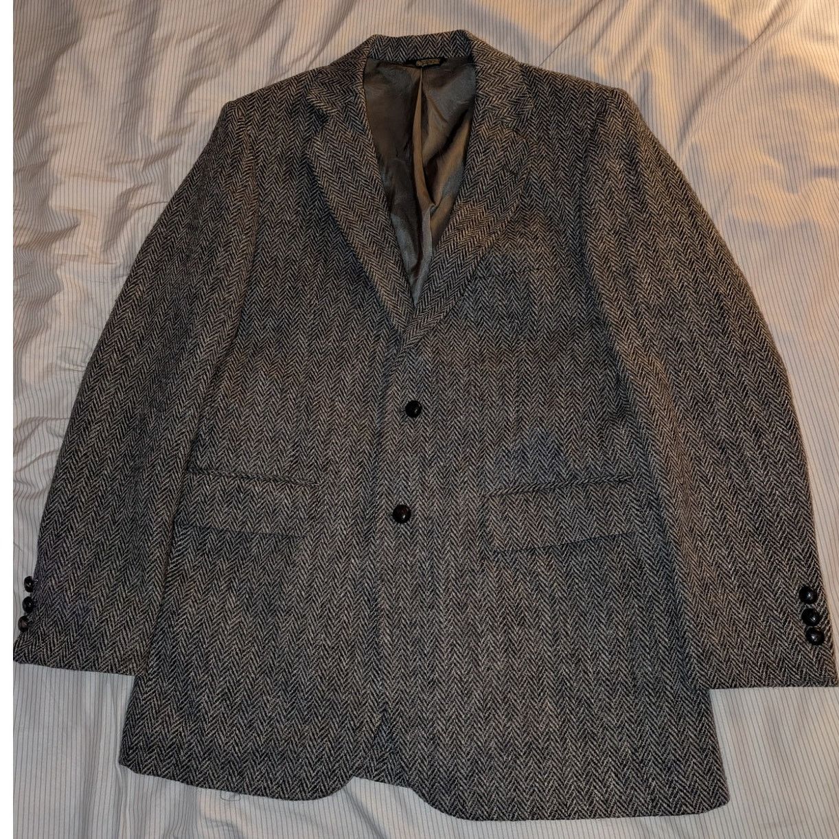 Other Vintage Bespoke Tweed Wool Blazer Herringbone 40L 2 Button Size 40L - 1 Thumbnail