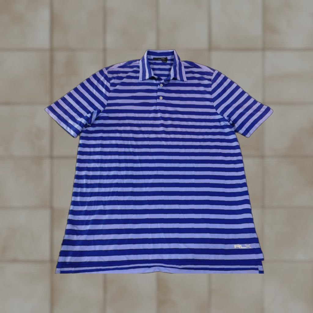 RLX Ralph Lauren RLX Ralph Lauren Polo Shirt Mens XL Blue Striped Golf Athletic Stretch Shirt Size US XL / EU 56 / 4 - 1 Thumbnail