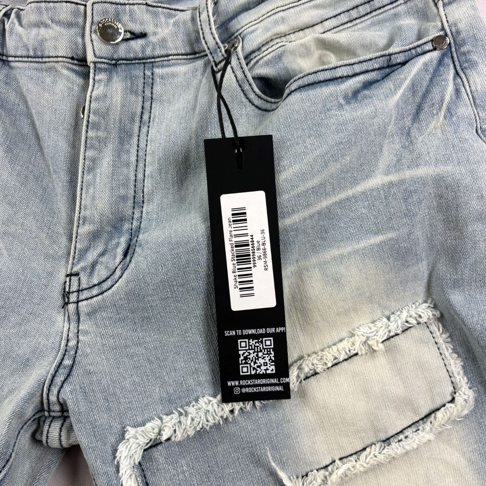 Vintage Rockstar Jeans Men 36x36 Blue Denim Slim Flared Grunge Rock Pattern Regular Inseam 36 NEW Size US 36 / EU 52 - 3 Thumbnail