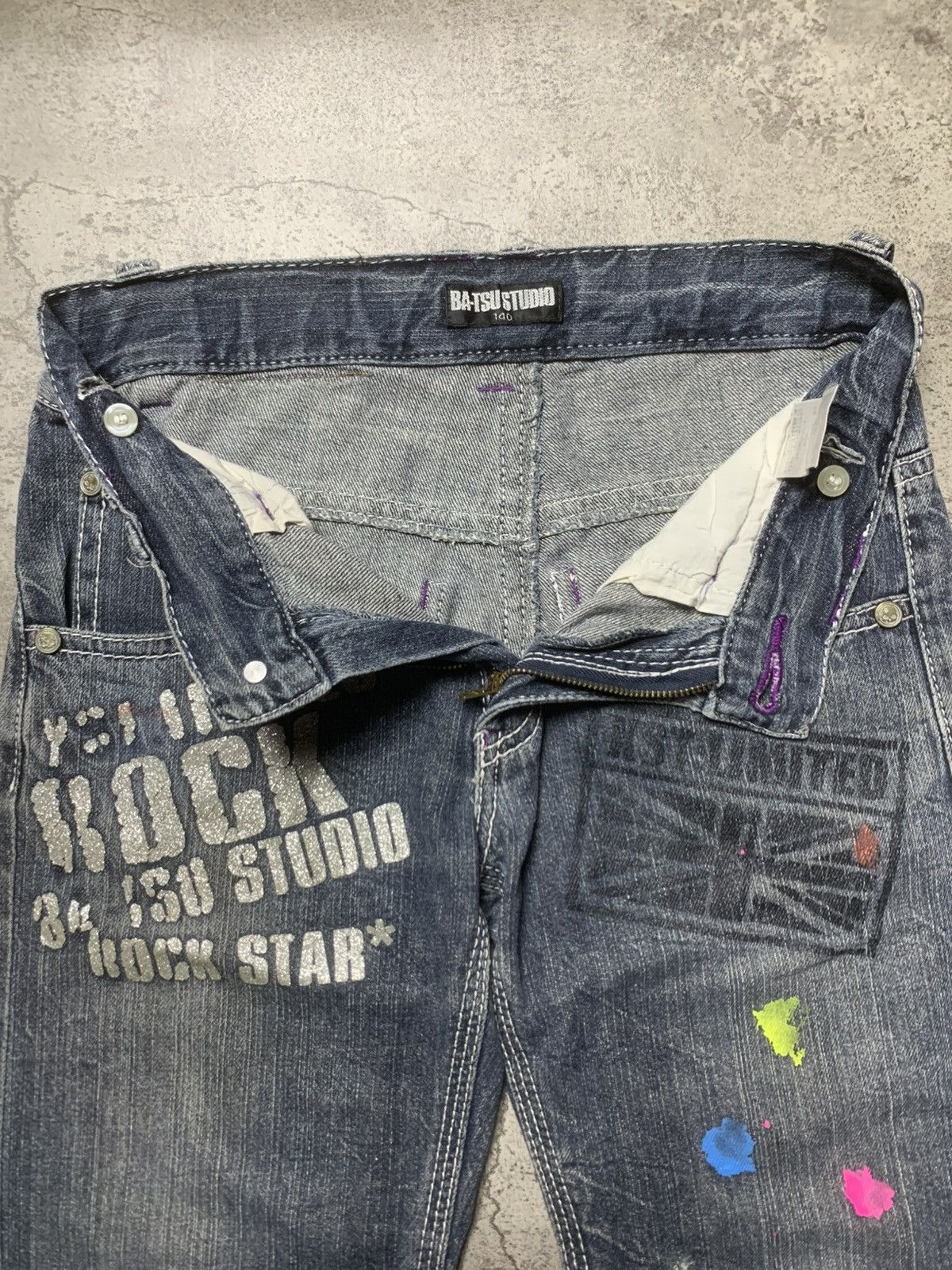 Japanese Brand 2000s Ba Tsu Studio - Rock Star Jeans DIY Paint-Splatter Size US 30 / EU 46 - 7 Thumbnail