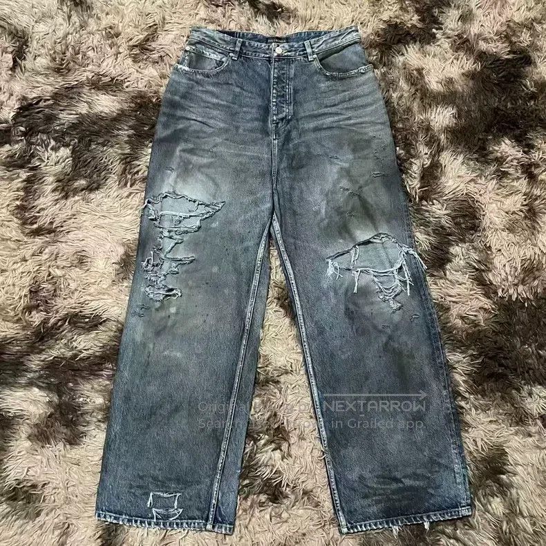 Balenciaga Balenciaga size M Double Knee Ripped Tie-Dye Denim Pants Size US 27 - 1 Thumbnail