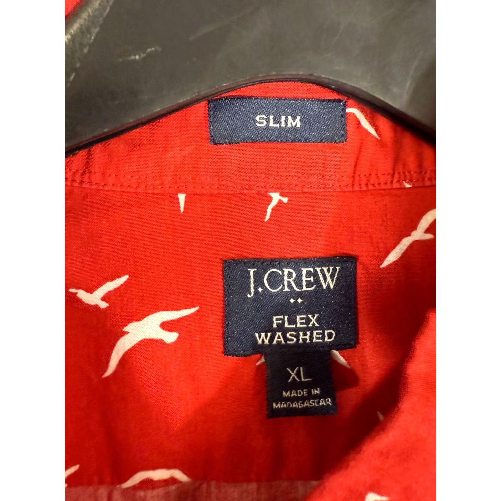J.Crew VINTAGE J. Crew Slim Button Down Shirt Mens XL Red White Bird Print Flex Washed Stretch Short Sleeve Size US XL / EU 56 / 4 - 5 Thumbnail