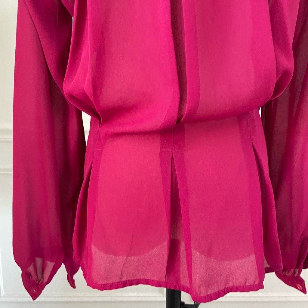 Vintage Vintage Elite Cranberry Polyester Voile Blouse Back Pleated Size L / US 10 / IT 46 - 6 Thumbnail