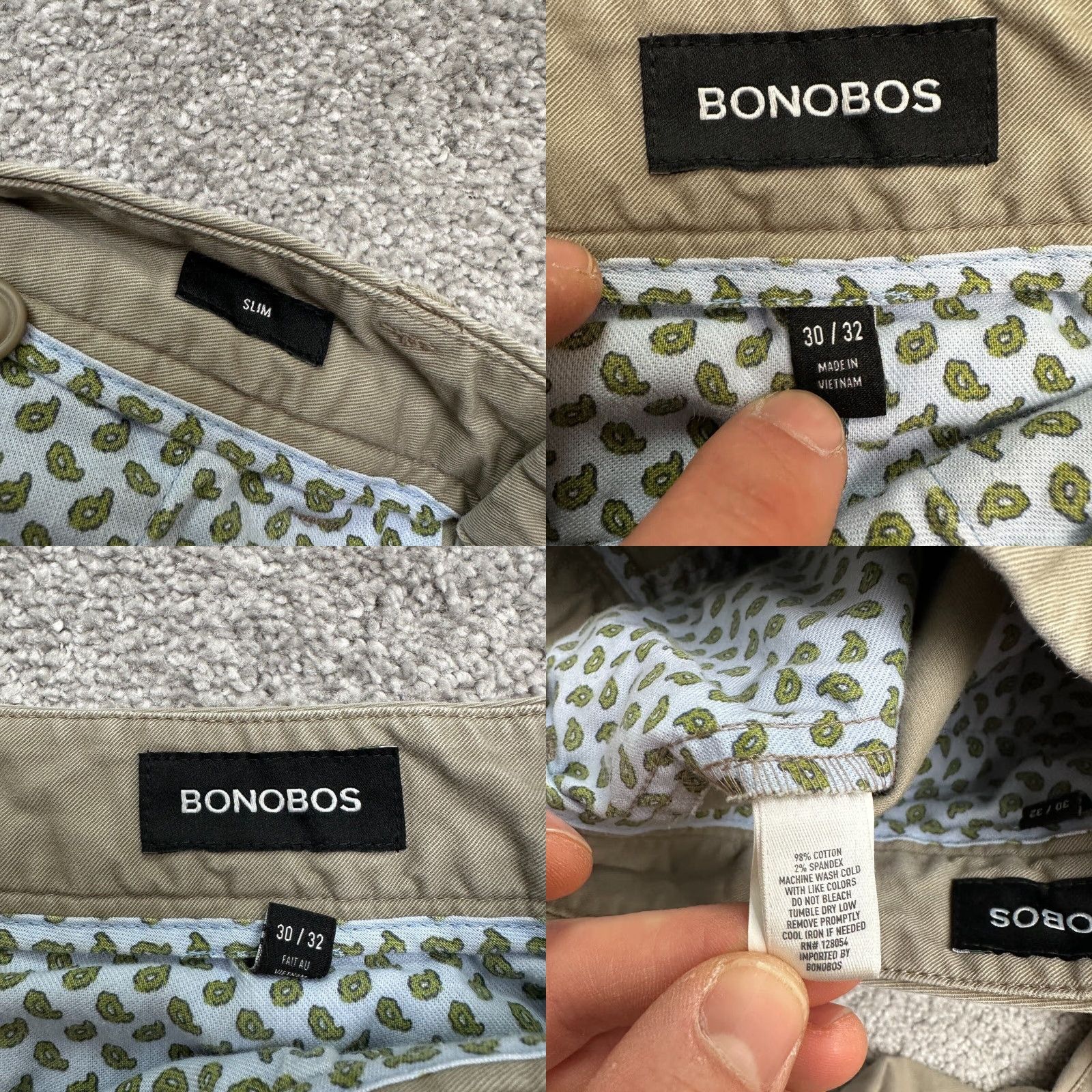 Bonobos Bonobos Slim Fit Chino Pants Mens 30x32 Kahki Brown Straight Leg Casual Cotton Size US 30 / EU 46 - 8 Thumbnail